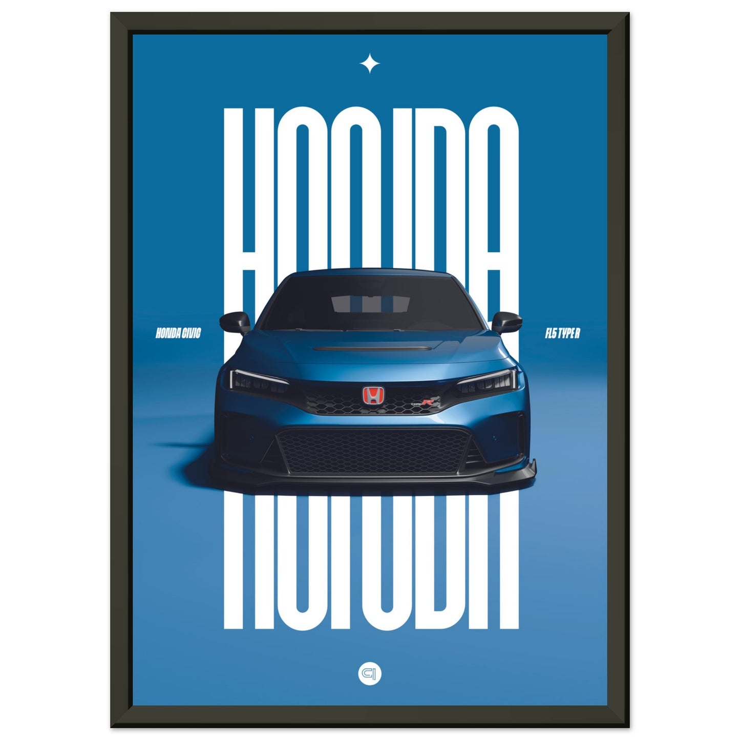Framed Car Poster - Honda Civic FL5 Type R - Blue