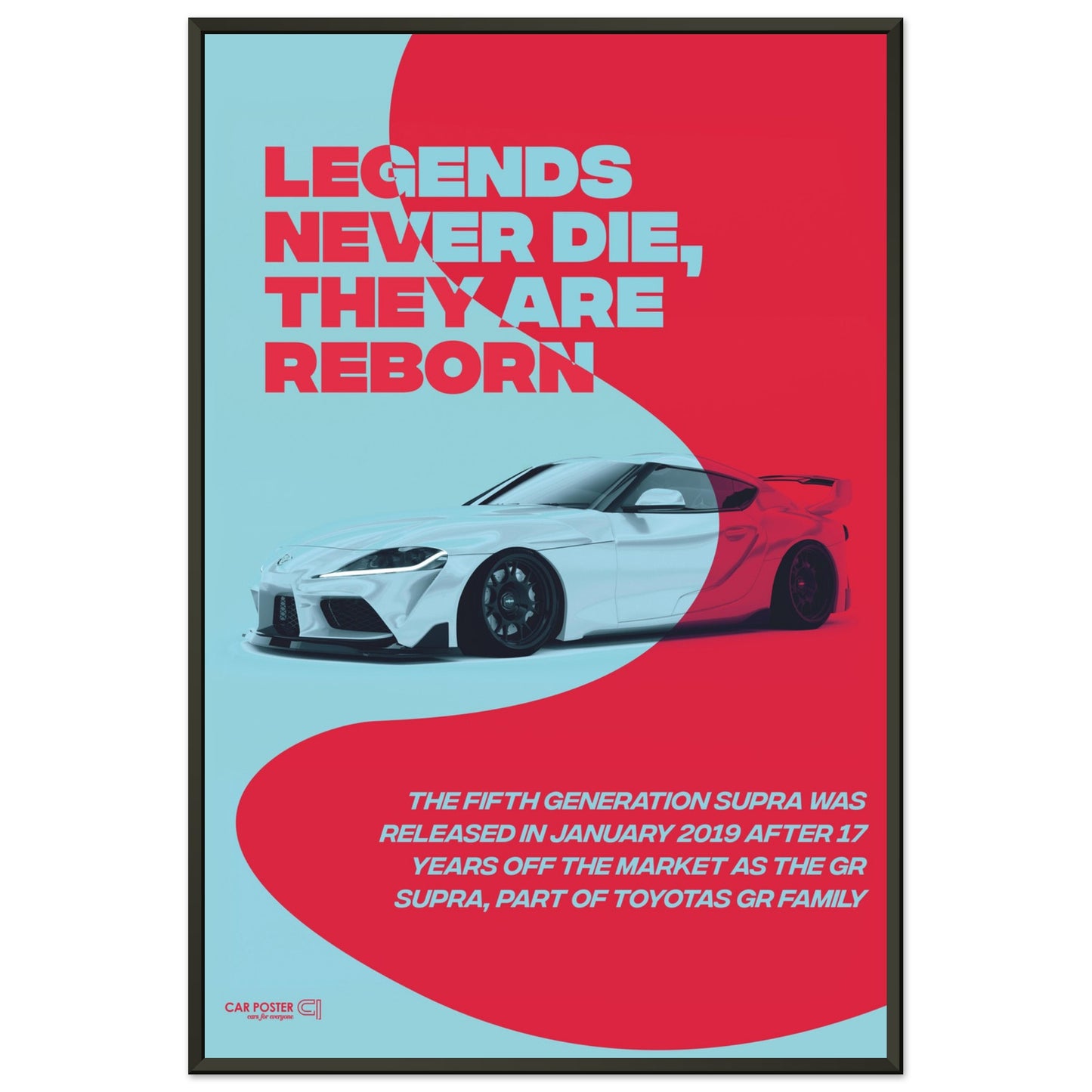 Framed Car Poster - Toyota GR Supra Legend - Red