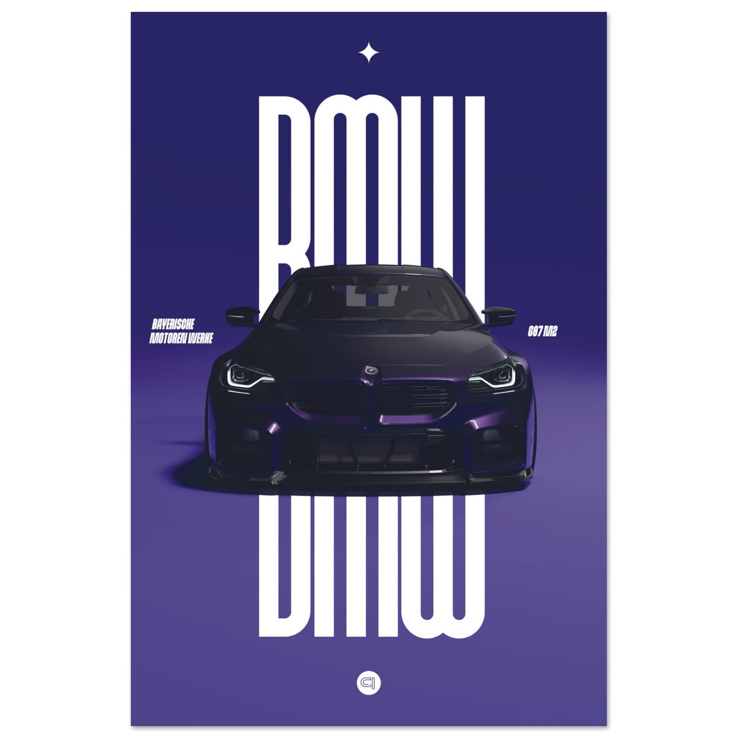Car Poster - BMW G87 M2 - Purple