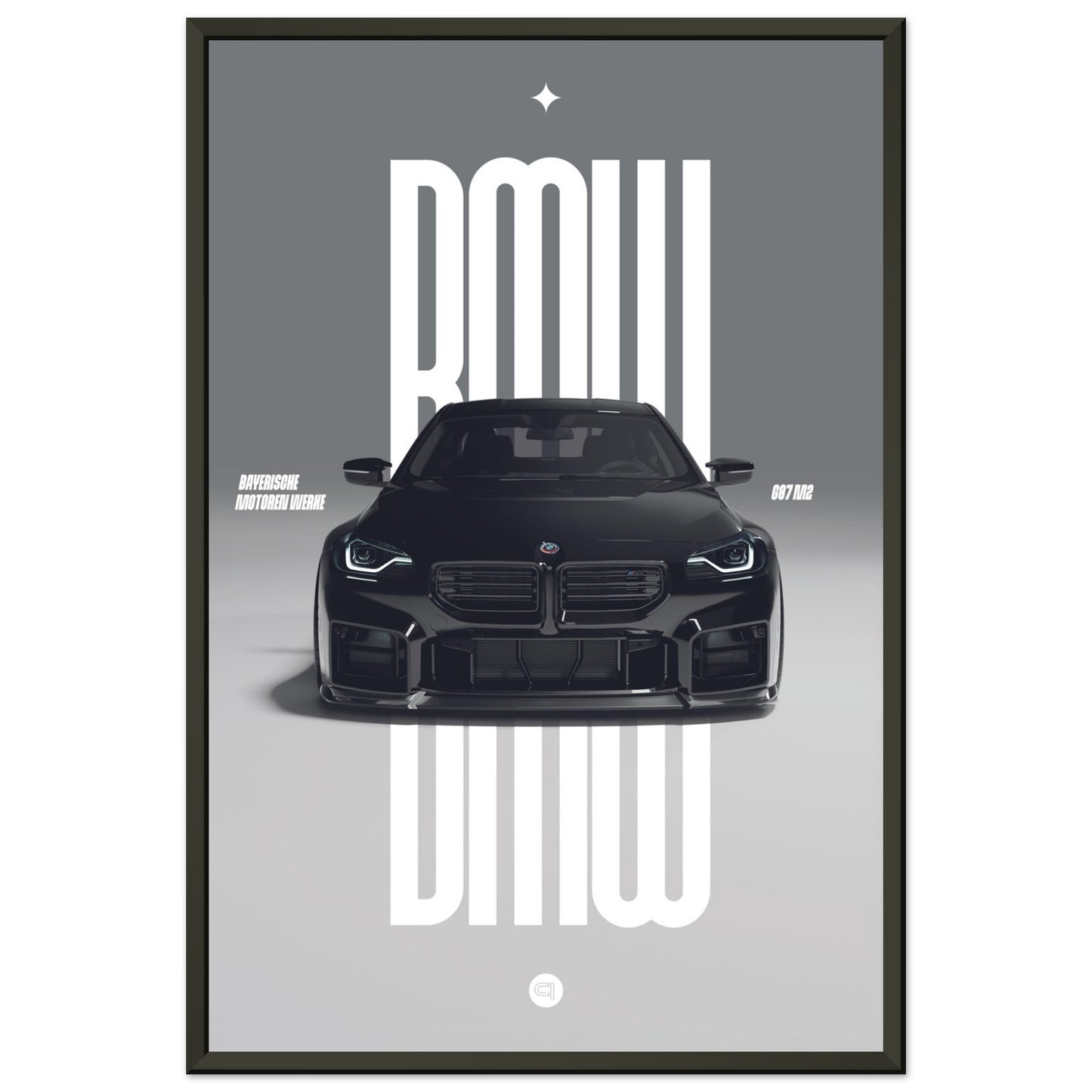 Framed Car Poster - BMW G87 M2 - Black
