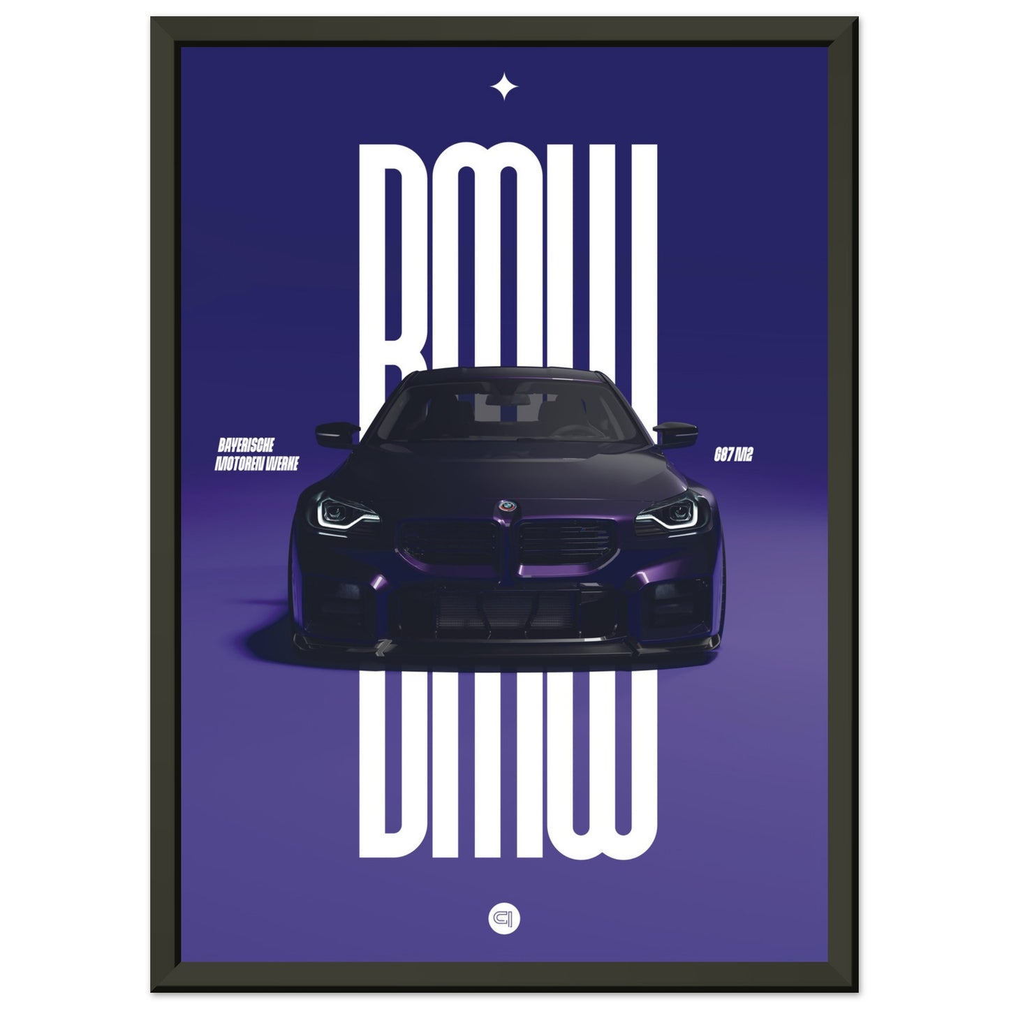 Framed Car Poster - BMW G87 M2 - Purble