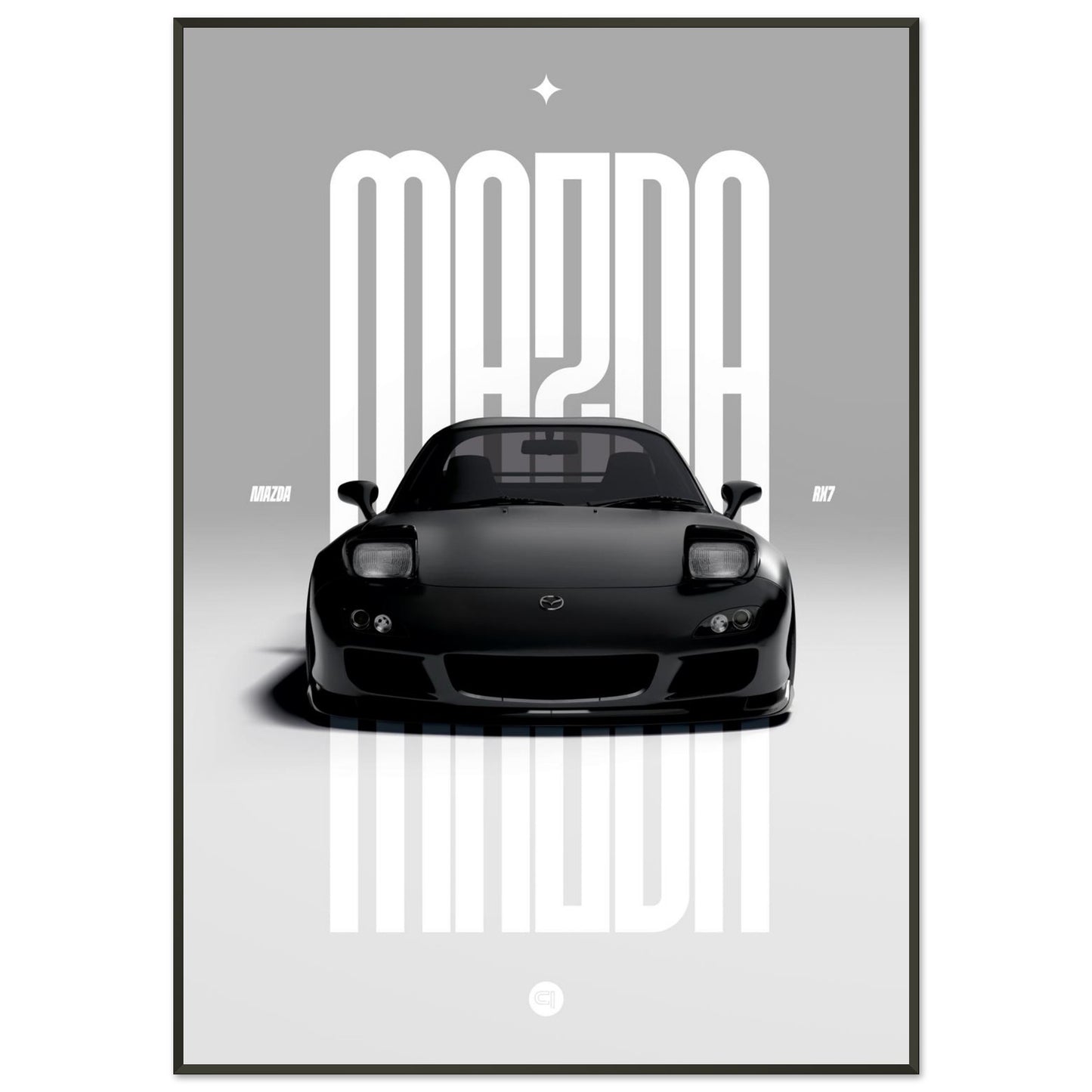 Framed Car Poster - Mazda RX7 - Black Pop up