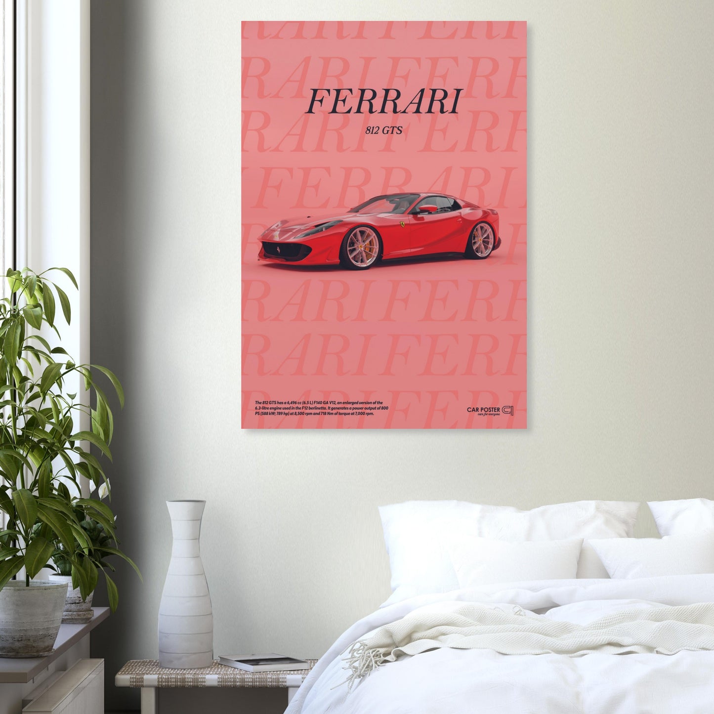 Car Poster - Ferrari 812 GTS Typography - Red