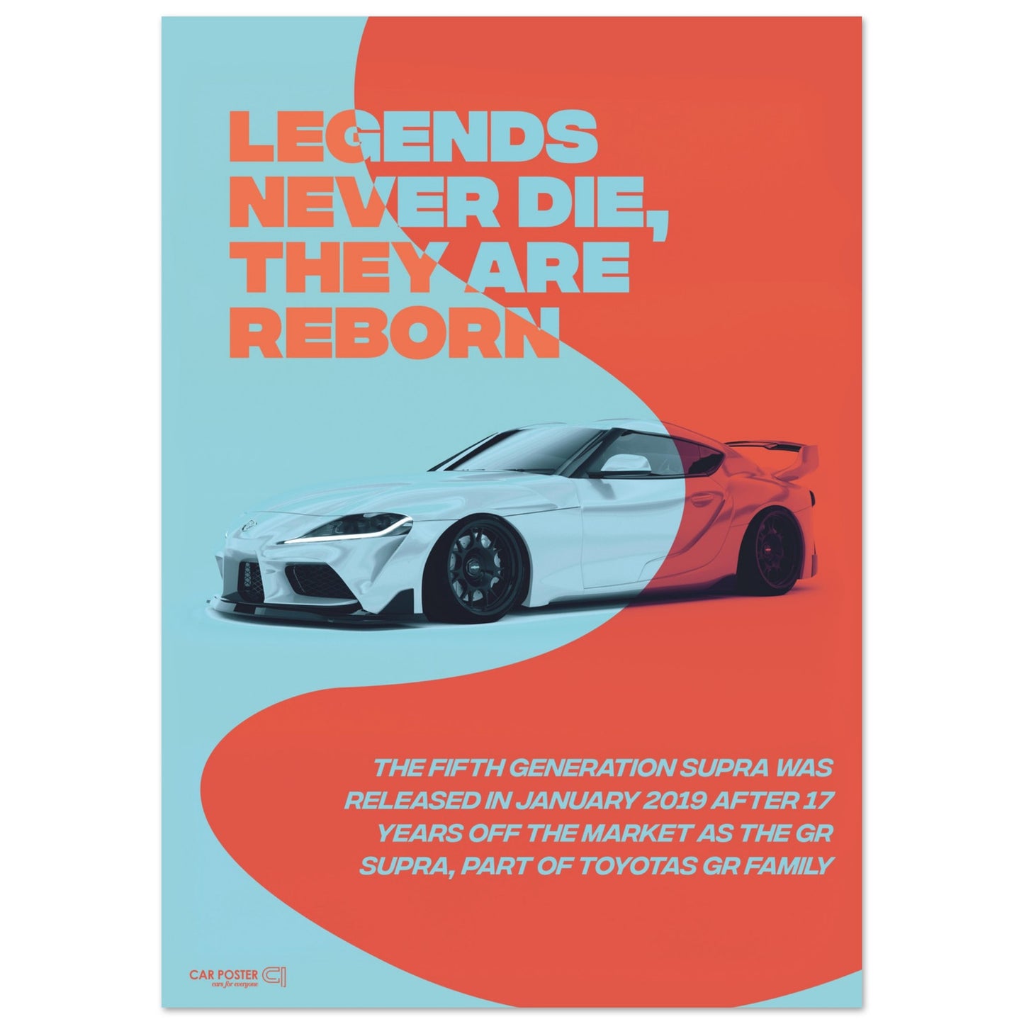 Car Poster - Toyota GR Supra Legend - Orange