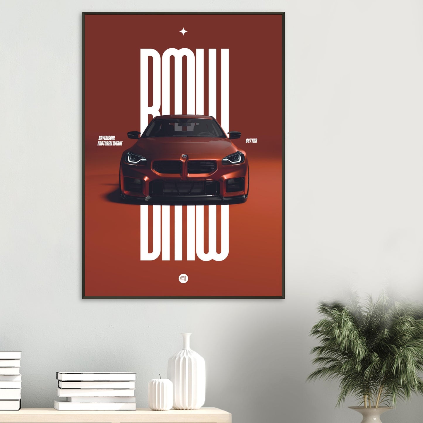 Framed Car Poster - BMW G87 M2 - Orange