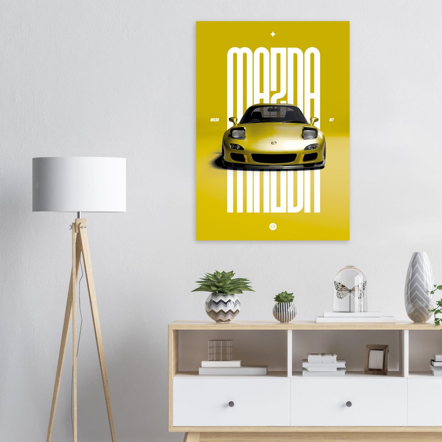 Car Poster - Mazda RX7 - Yellow Pop up