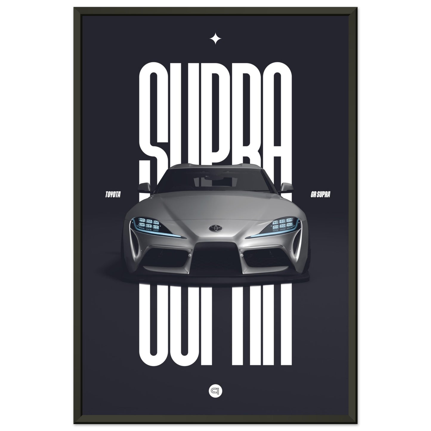 Framed Car Poster - Toyota GR Supra Bumper - White