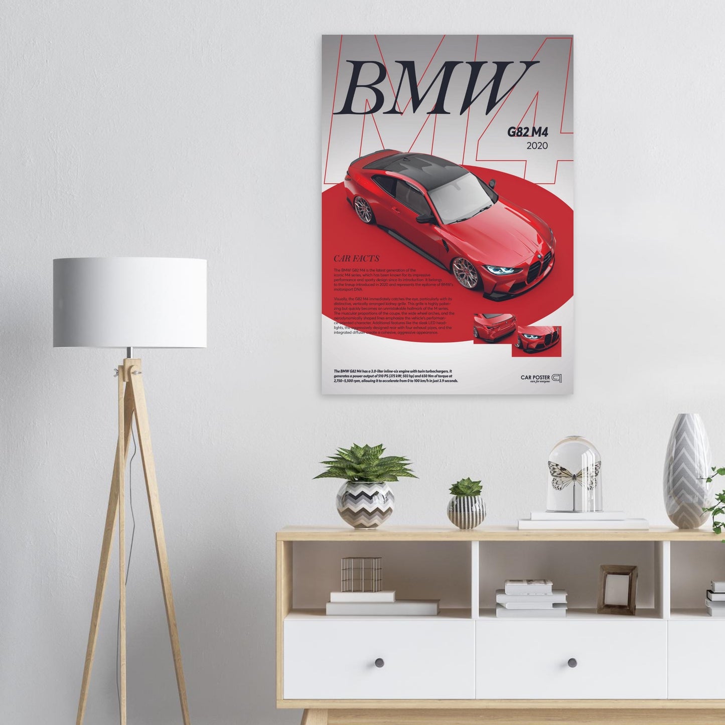 Car Poster - BMW G82 M4 - Red