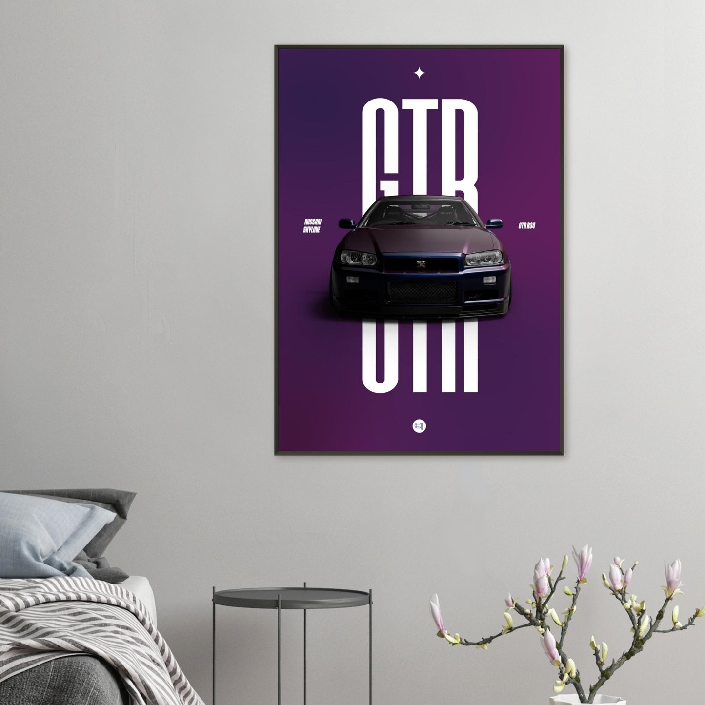 Framed Car Poster - Nissan Skyline GTR R34 - Midnight Purple