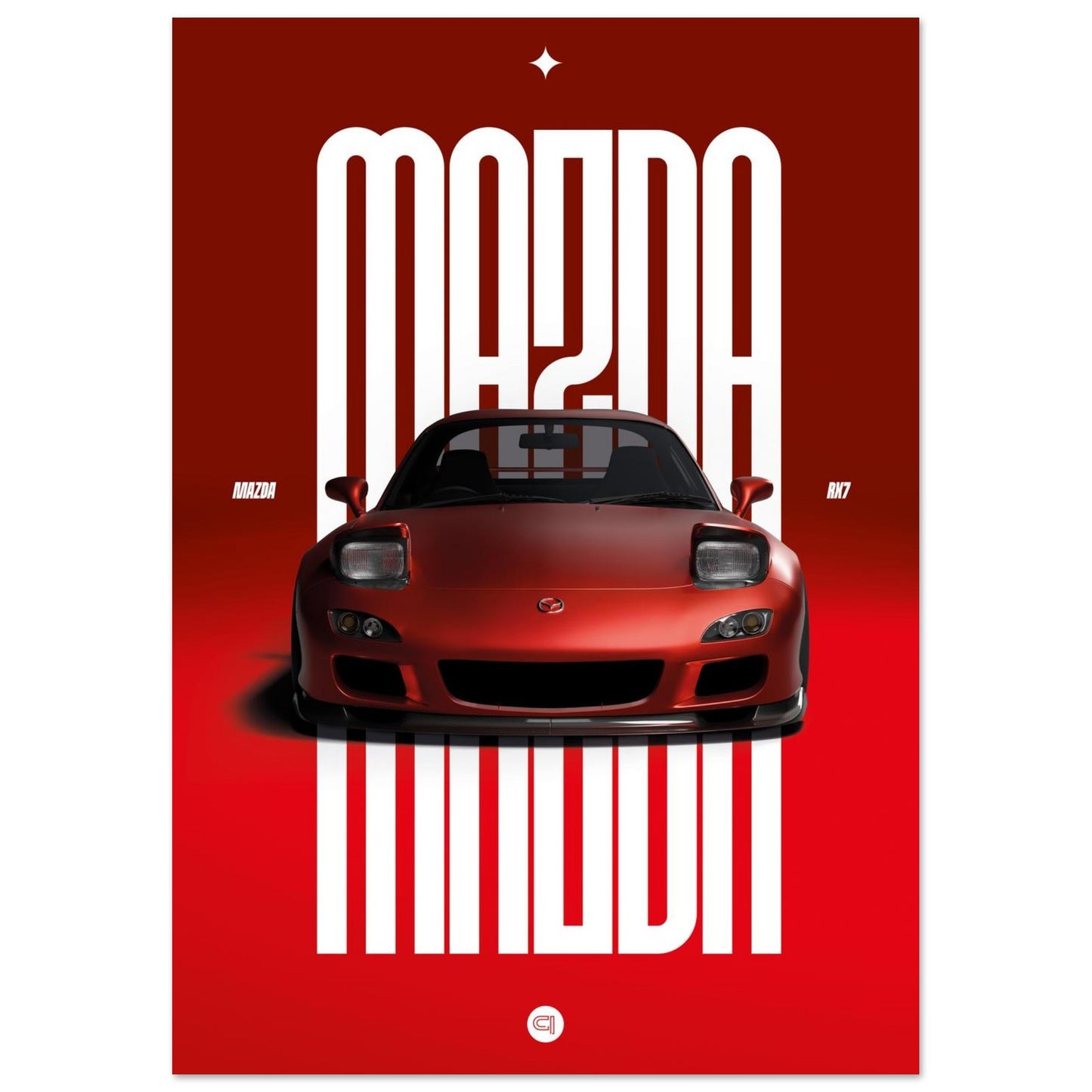 Car Poster - Mazda RX7 - Red Pop up