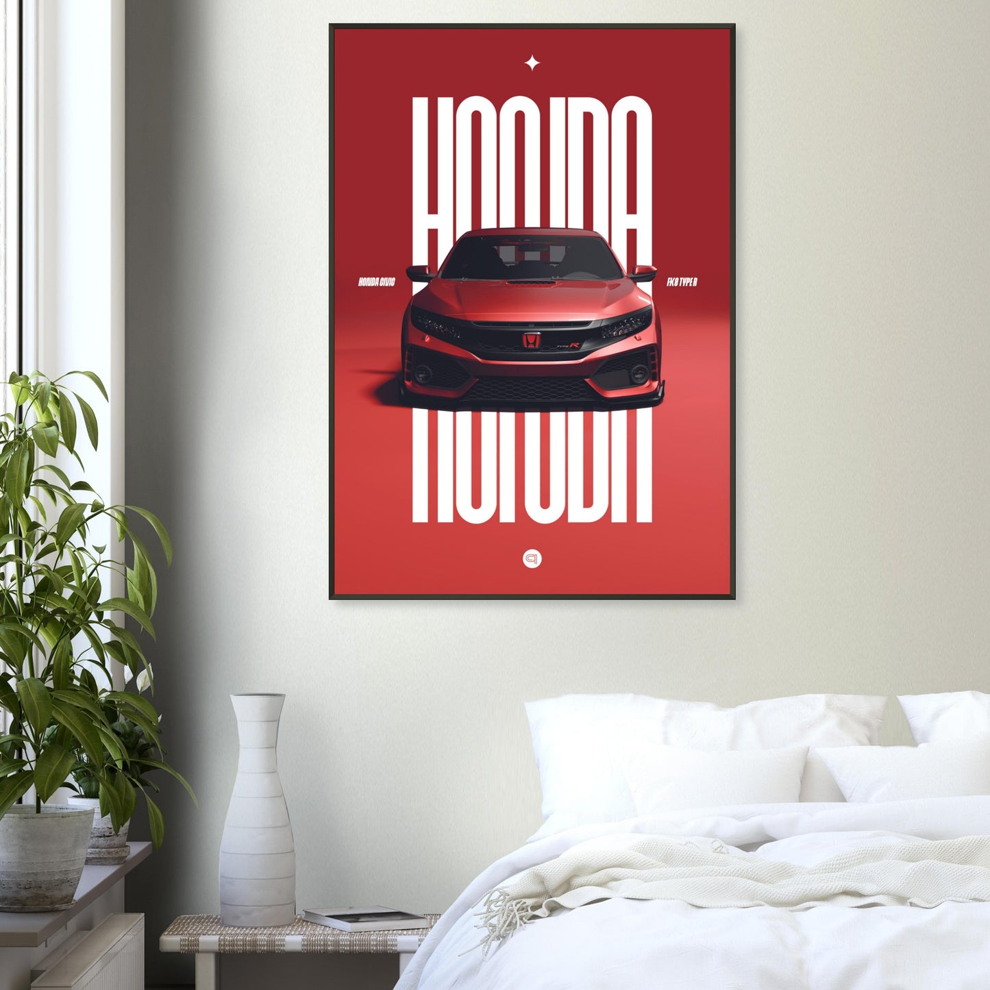Framed Car Poster - Honda Civic FK8 Type R - Red