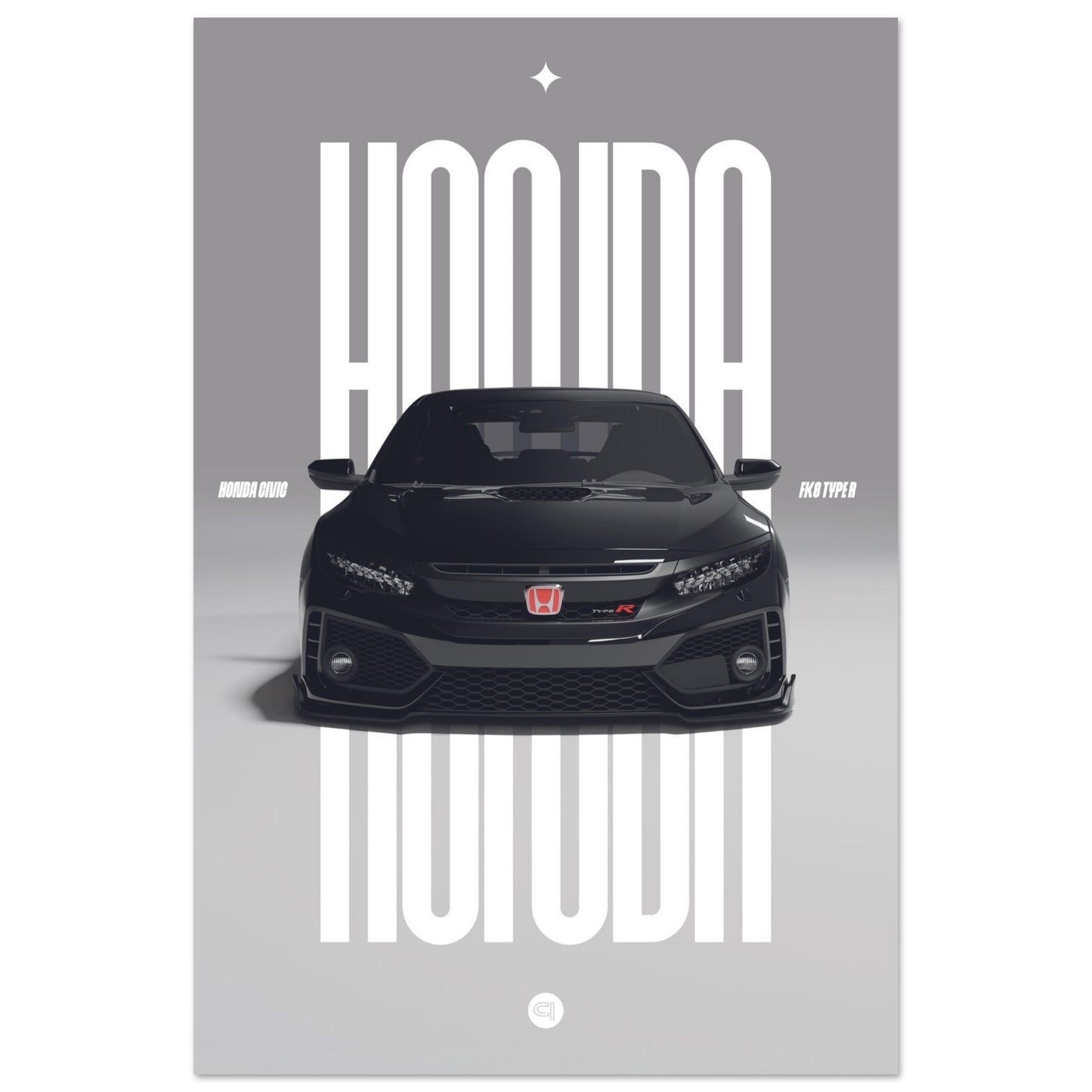Car Poster - Honda Civic FK8 Type R - Black