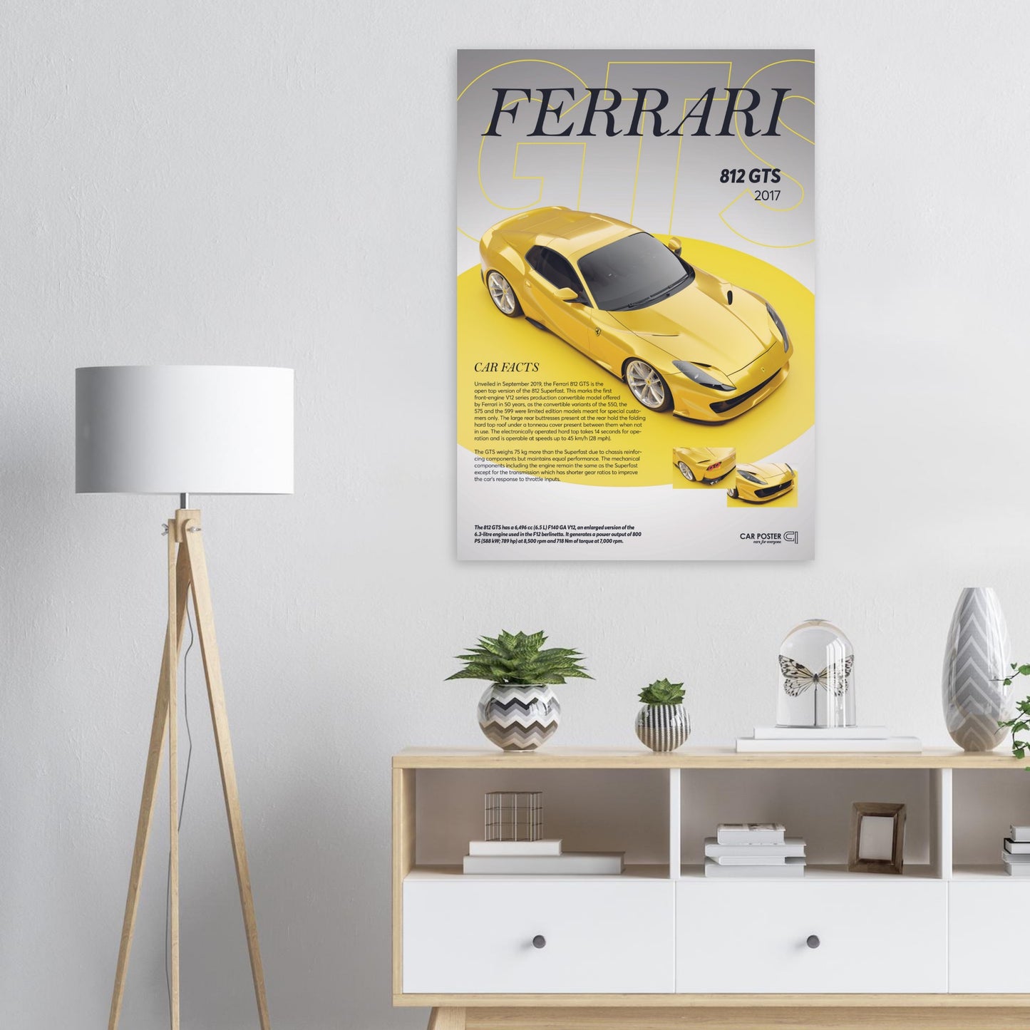 Car Poster - Ferrari 812 GTS - Yellow