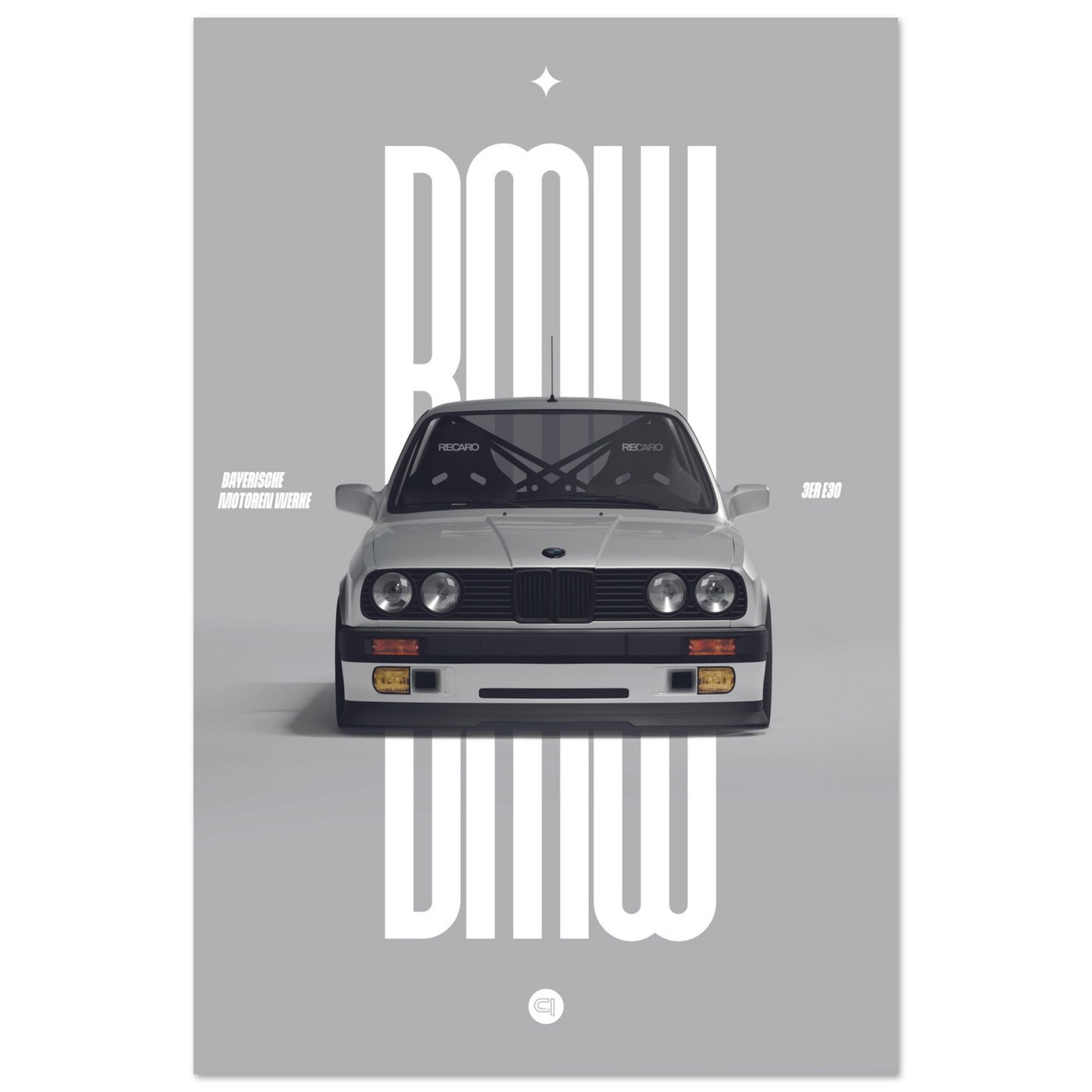 Car Poster - BMW E30 - White