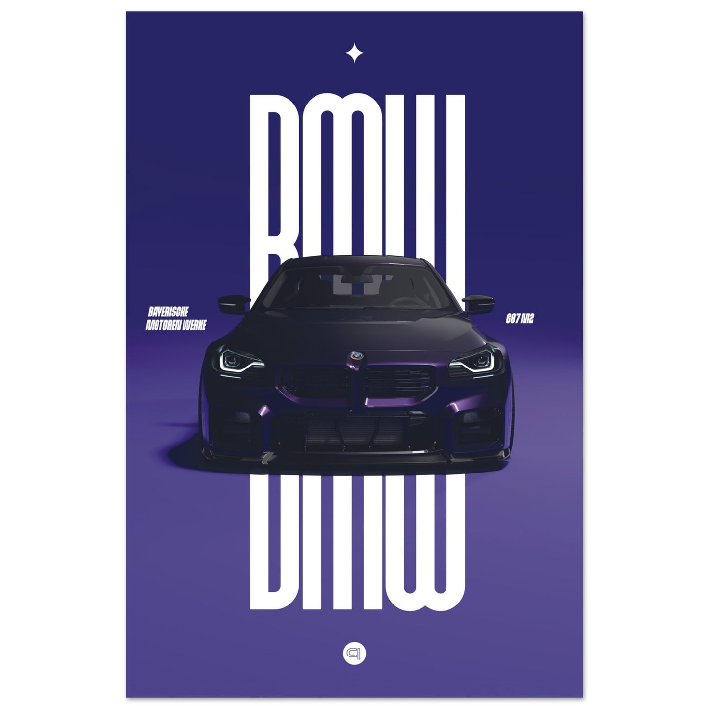 Car Poster - BMW G87 M2 - Purple