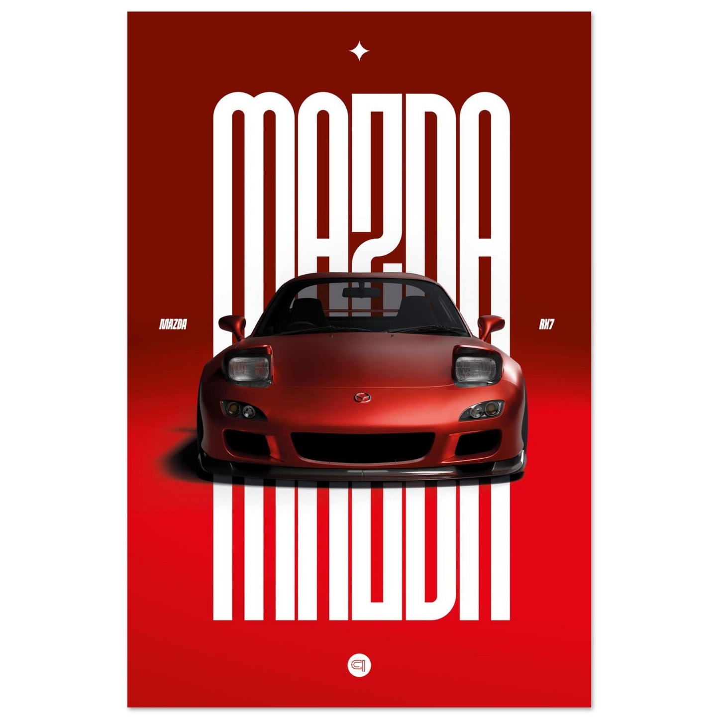 Car Poster - Mazda RX7 - Red Pop up