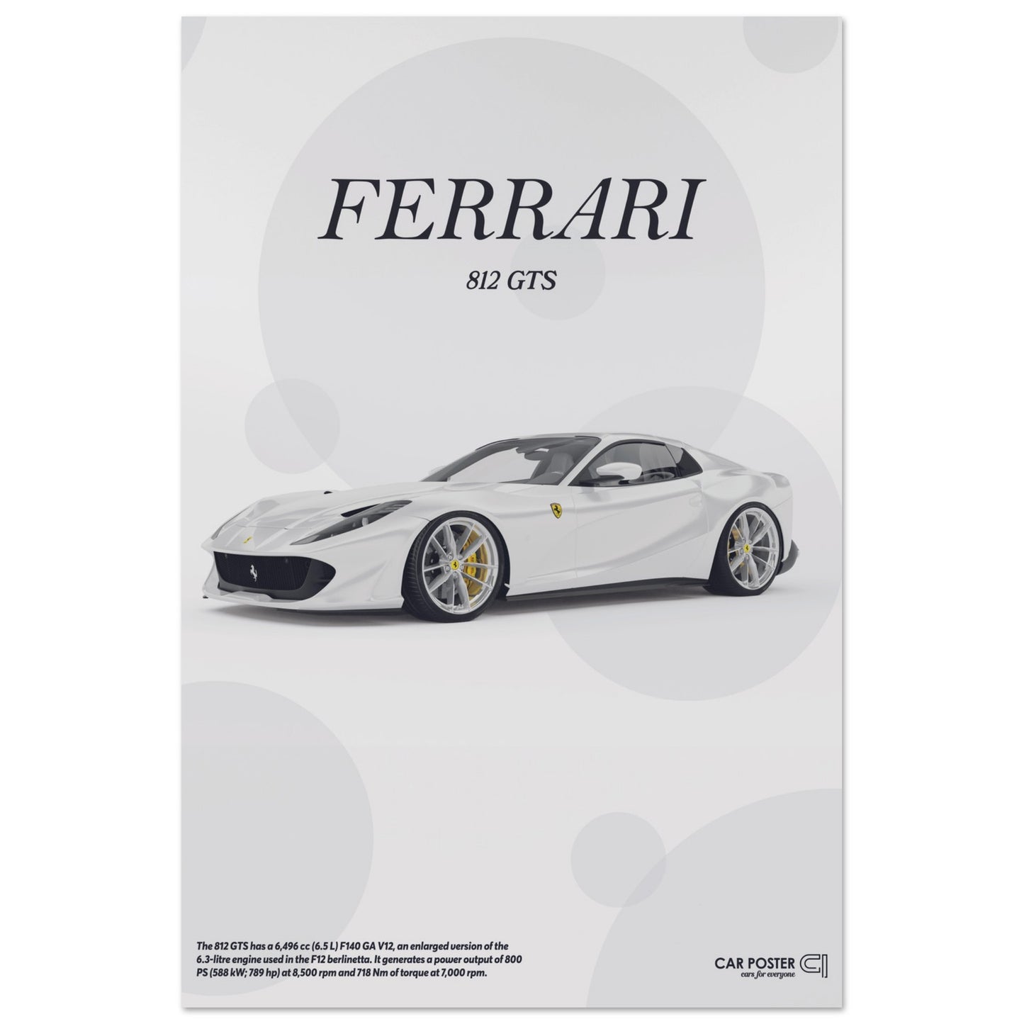 Car Poster - Ferrari 812 GTS Bubblegum - White