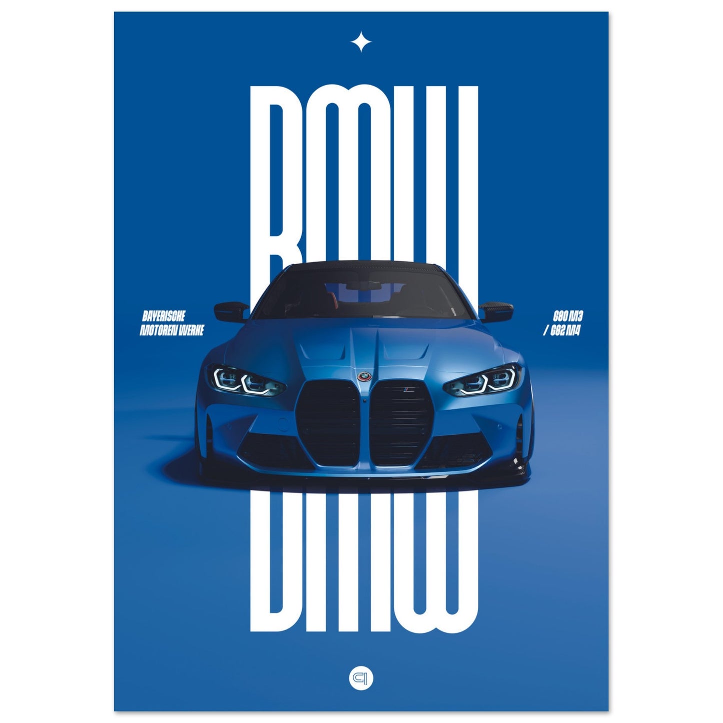 Car Poster - BMW G80 M3 / G82 M4 Bumper - Blue