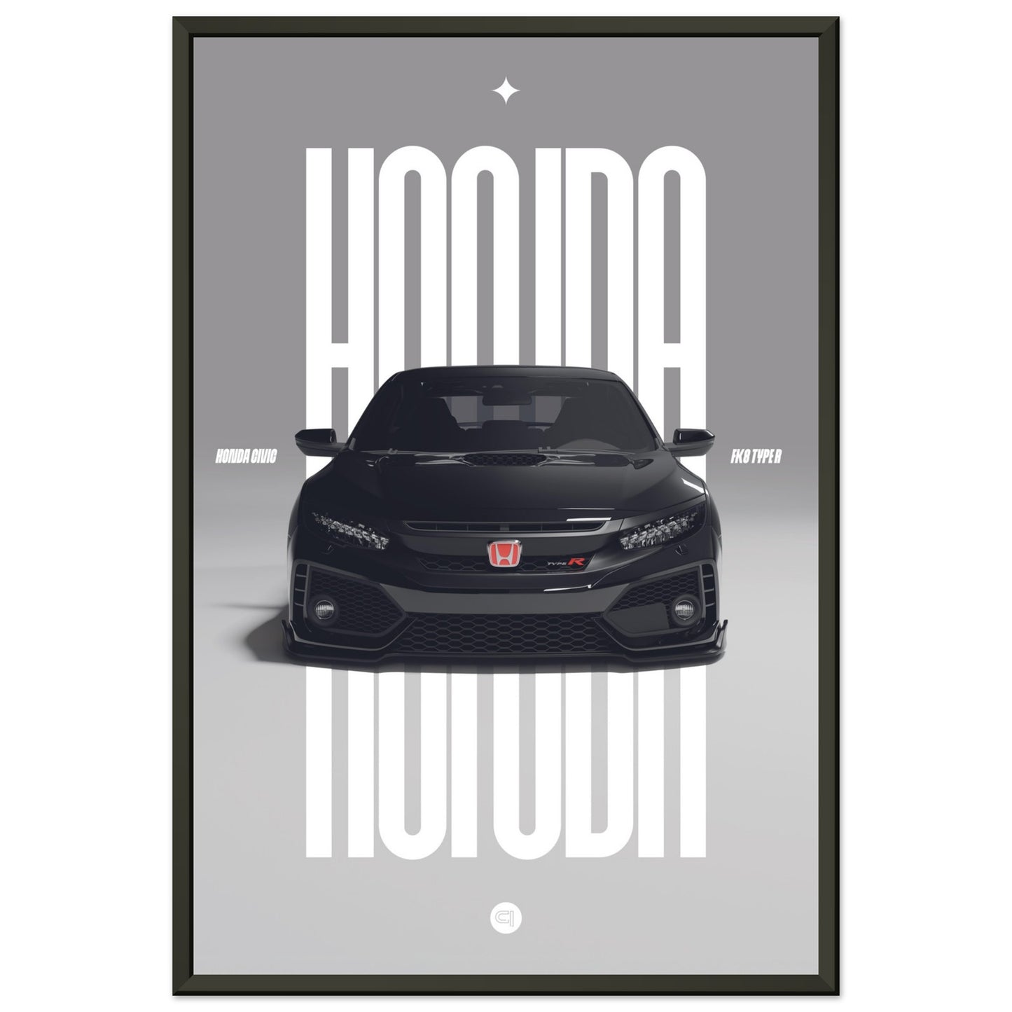 Framed Car Poster - Honda Civic FK8 Type R - Black