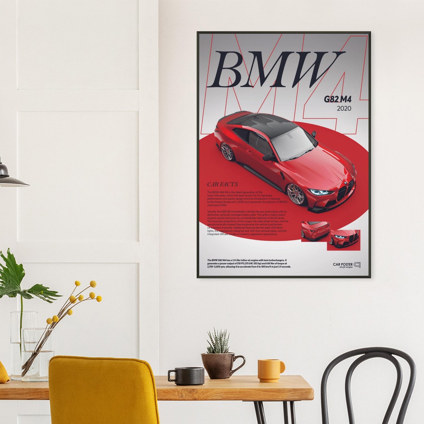 Framed Car Poster - BMW G82 M4 - Red