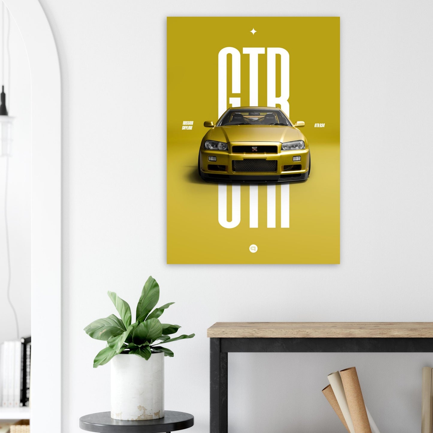 Car Poster - Nissan Skyline GTR R34 - Yellow