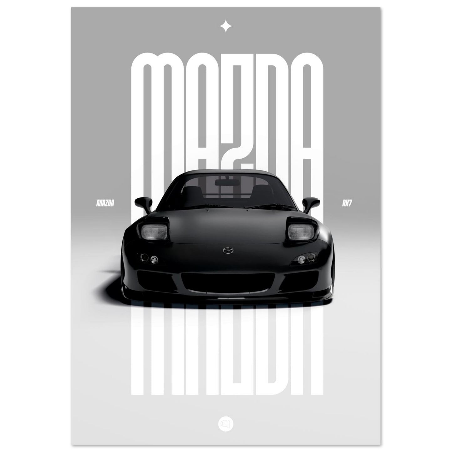 Car Poster - Mazda RX7 - Black Pop up