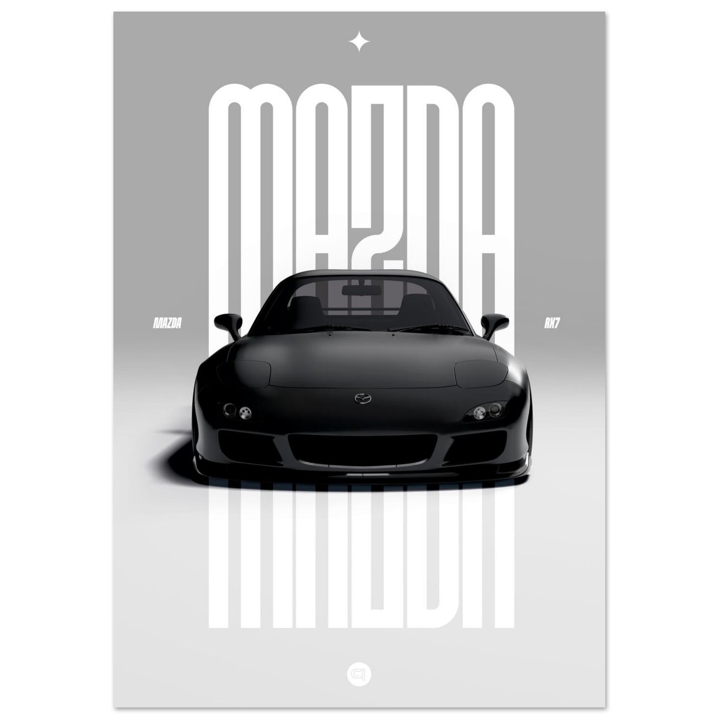 Car Poster - Mazda RX7 - Black