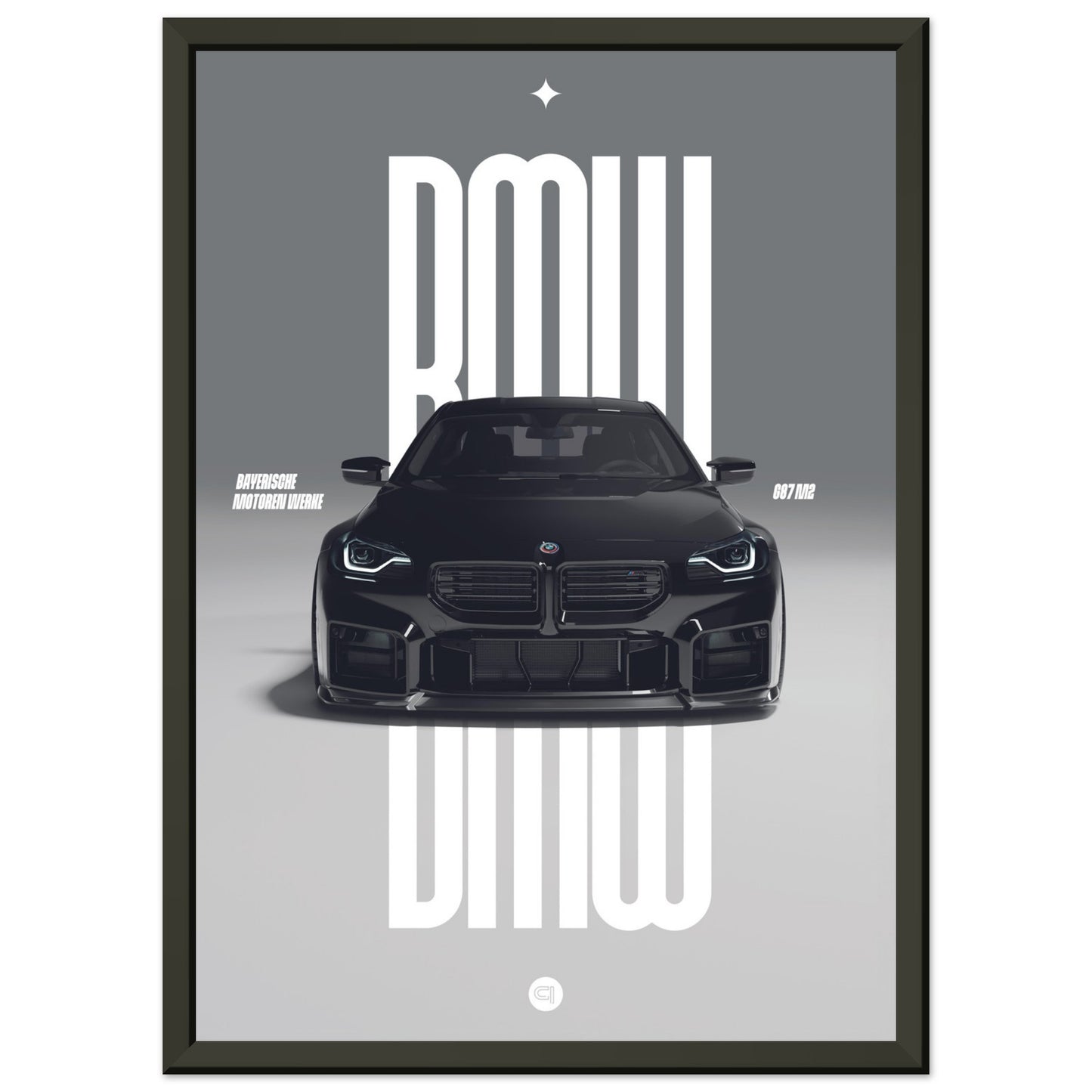 Framed Car Poster - BMW G87 M2 - Black