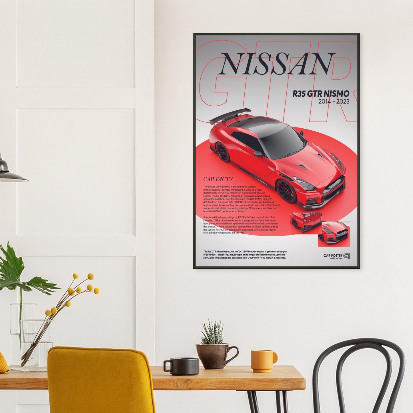 Framed Car Poster - Nissan R35 GTR Nismo - Red