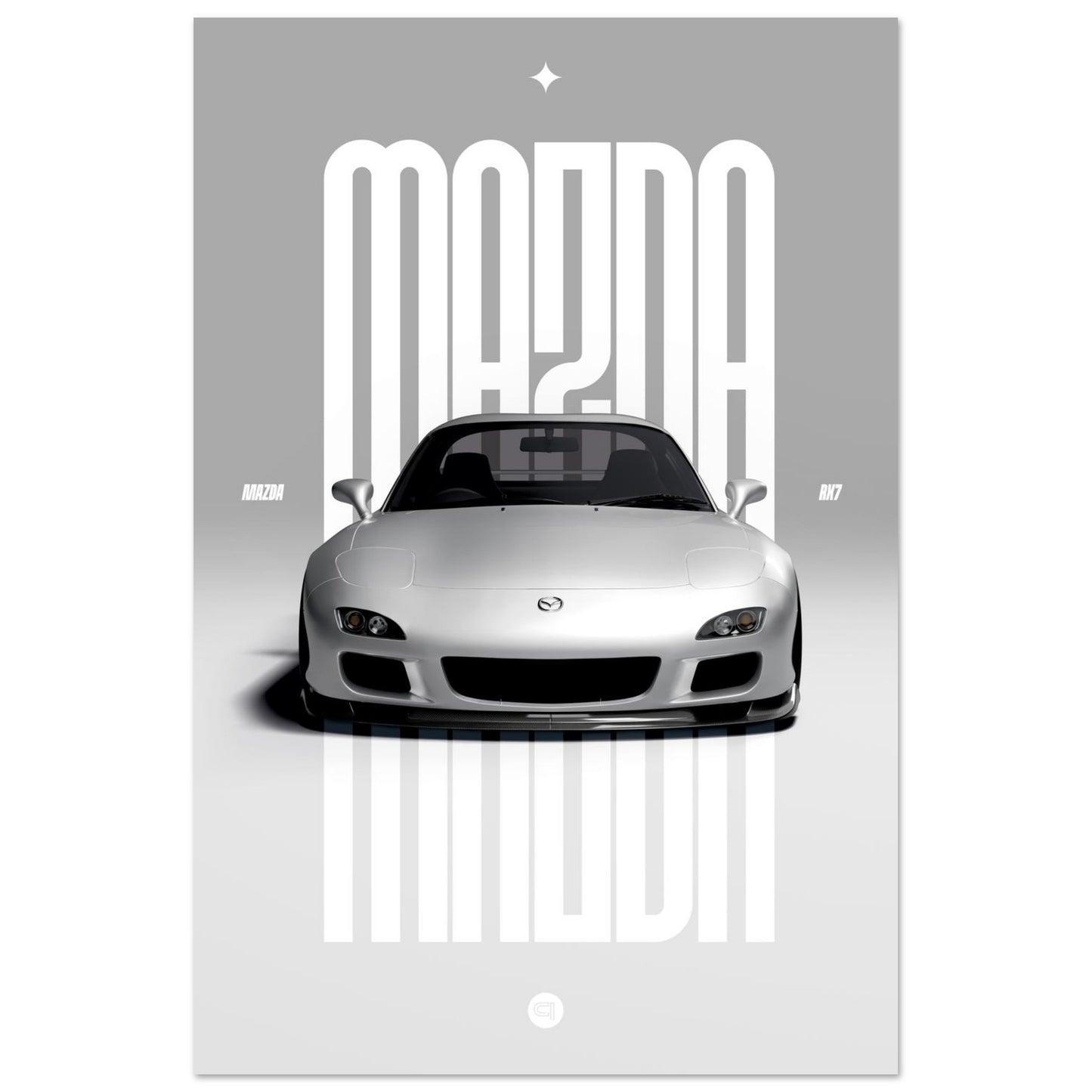 Car Poster - Mazda RX7 - White