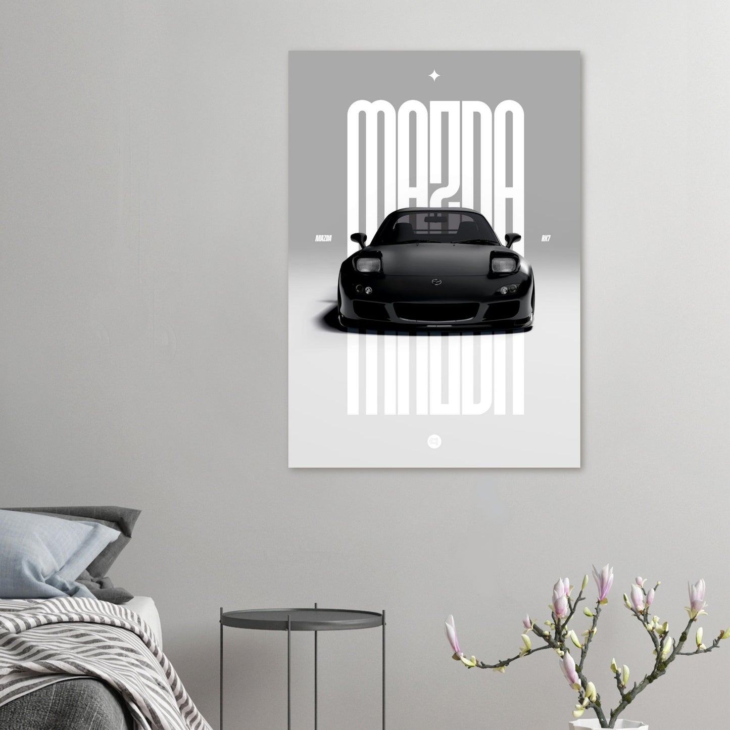 Car Poster - Mazda RX7 - Black Pop up