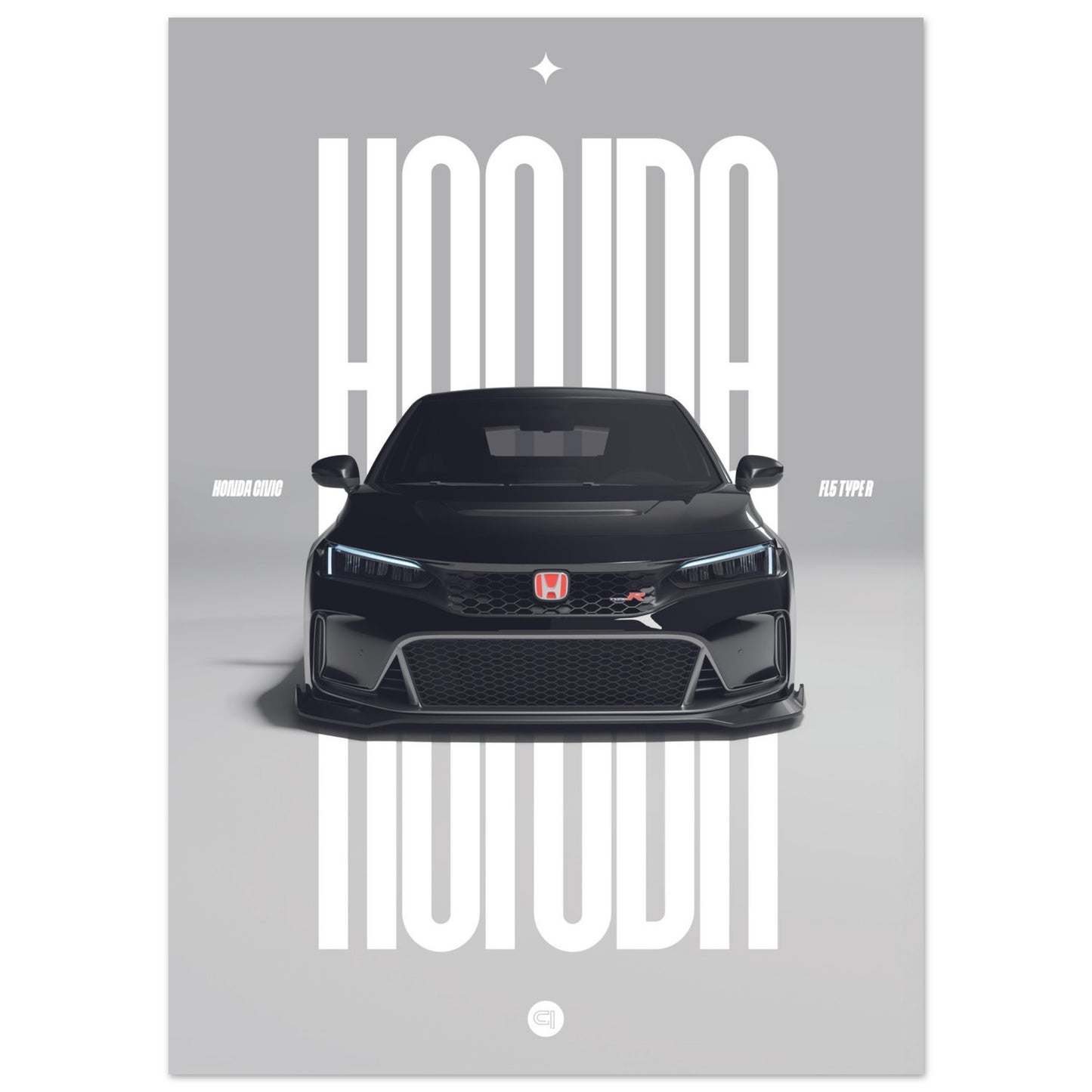 Car Poster - Honda Civic FL5 Type R - White