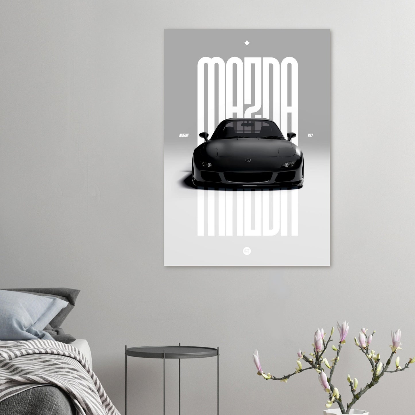 Car Poster - Mazda RX7 - Black