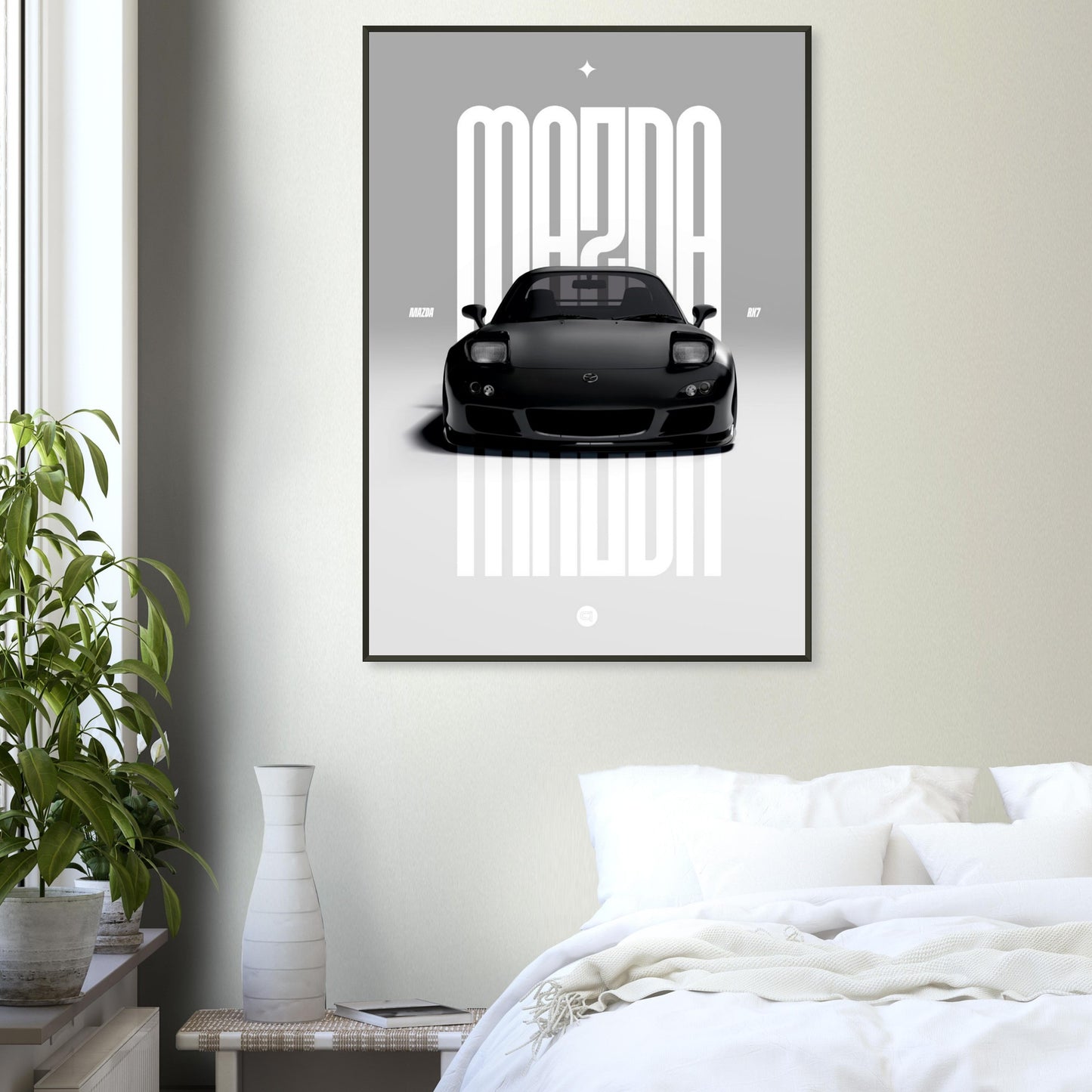 Framed Car Poster - Mazda RX7 - Black Pop up