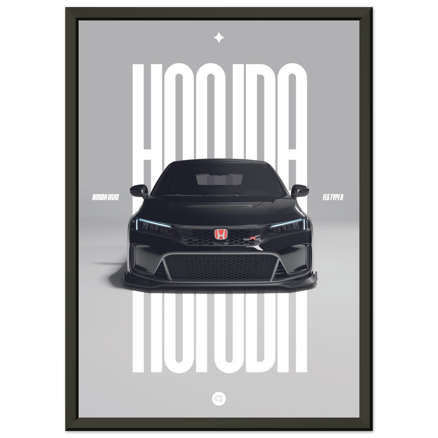 Framed Car Poster - Honda Civic FL5 Type R - White
