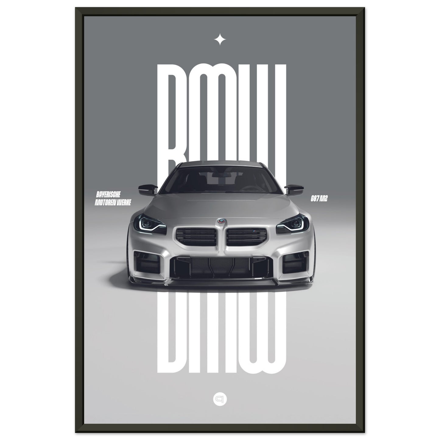 Framed Car Poster - BMW G87 M2 - White