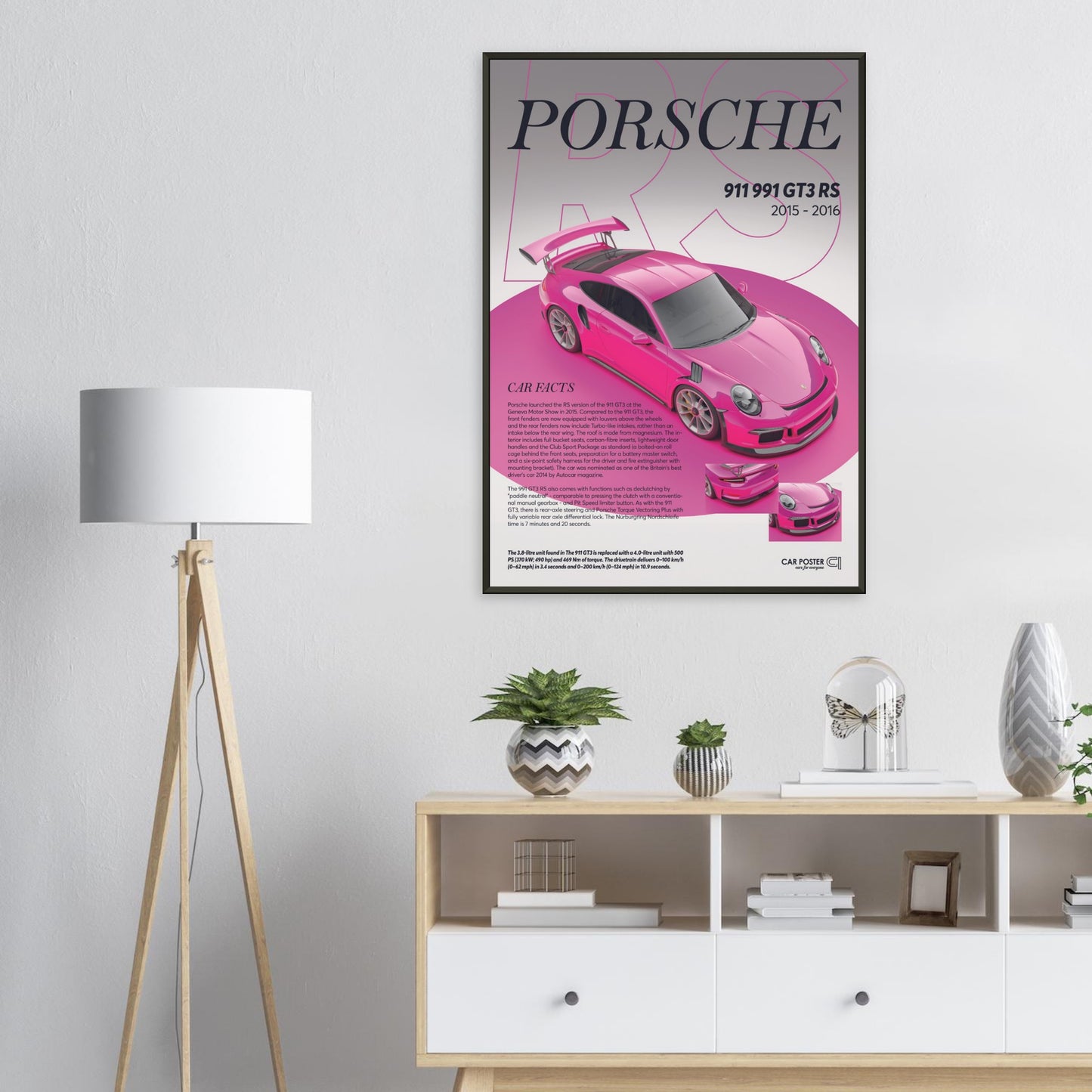 Framed Car Poster - Porsche 911 991 GT3 RS - Star Ruby Red