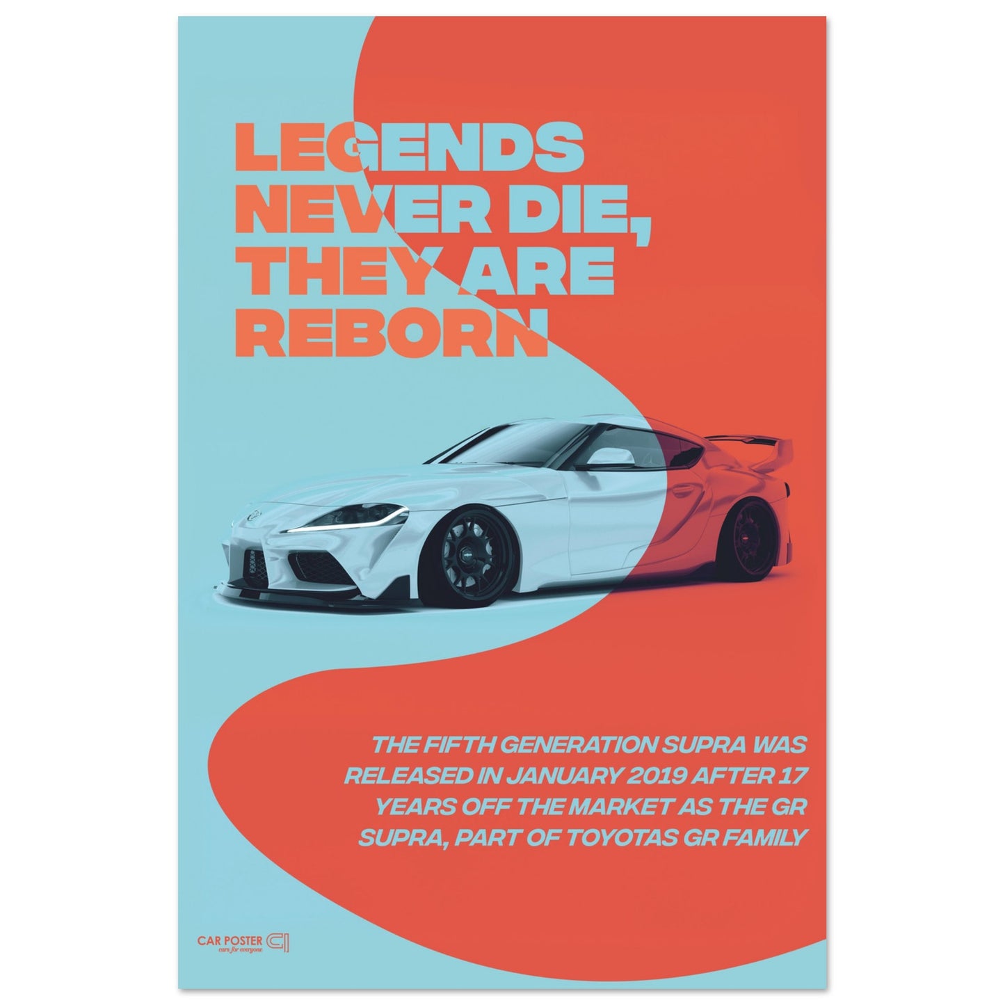 Car Poster - Toyota GR Supra Legend - Orange