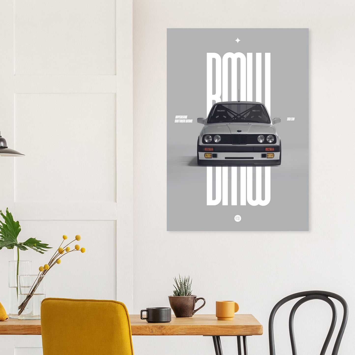 Car Poster - BMW E30 - White