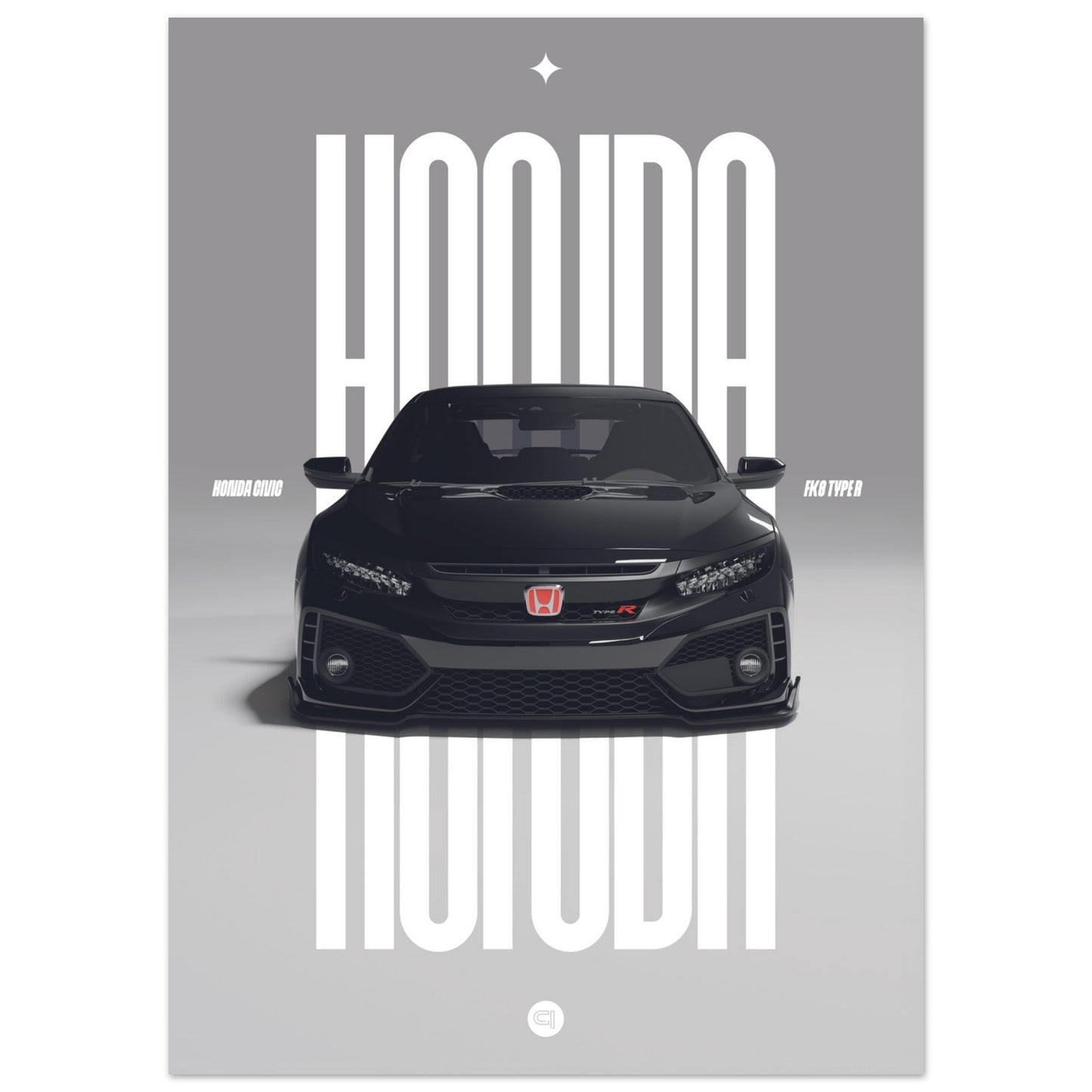 Car Poster - Honda Civic FK8 Type R - Black
