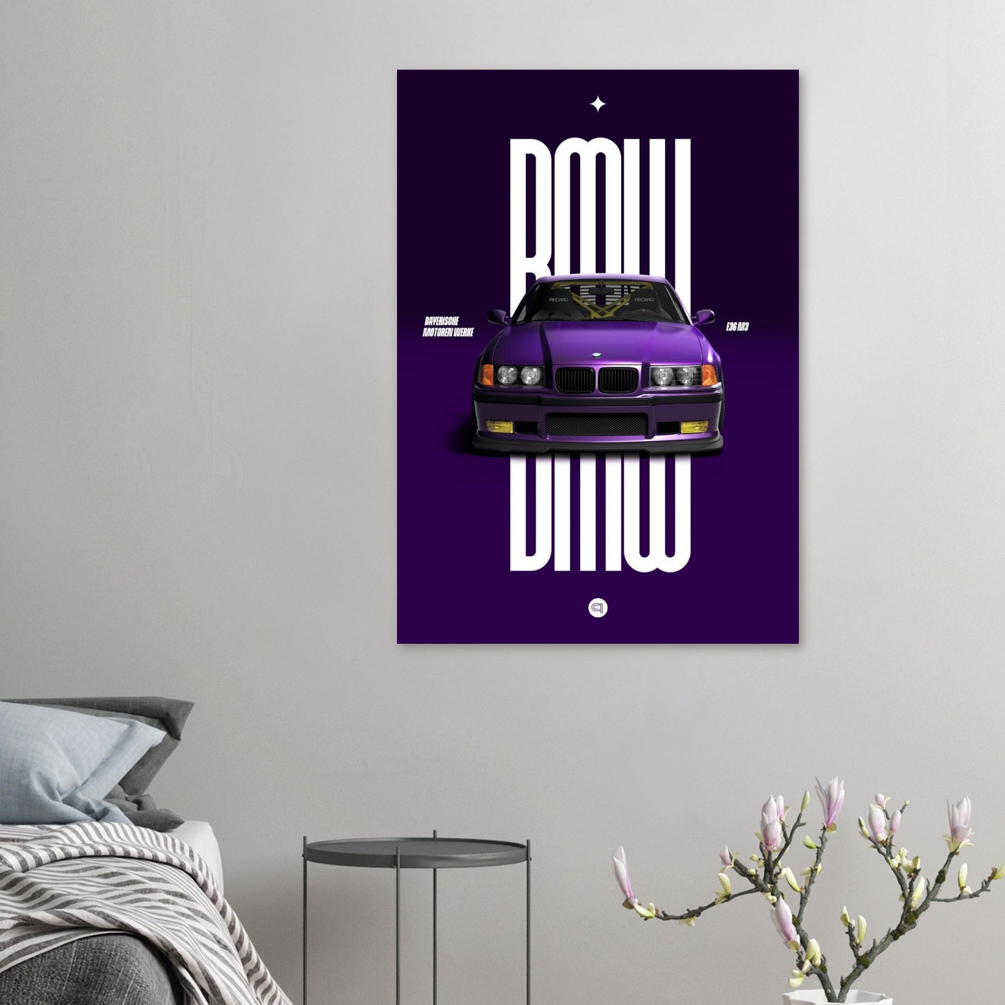Car Poster - BMW E36 - Purple