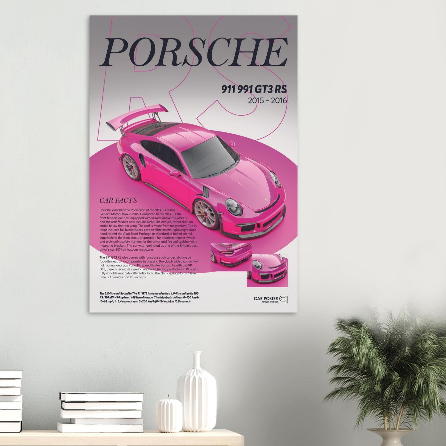 Car Poster - Porsche 911 991 GT3 RS - Star Ruby Red
