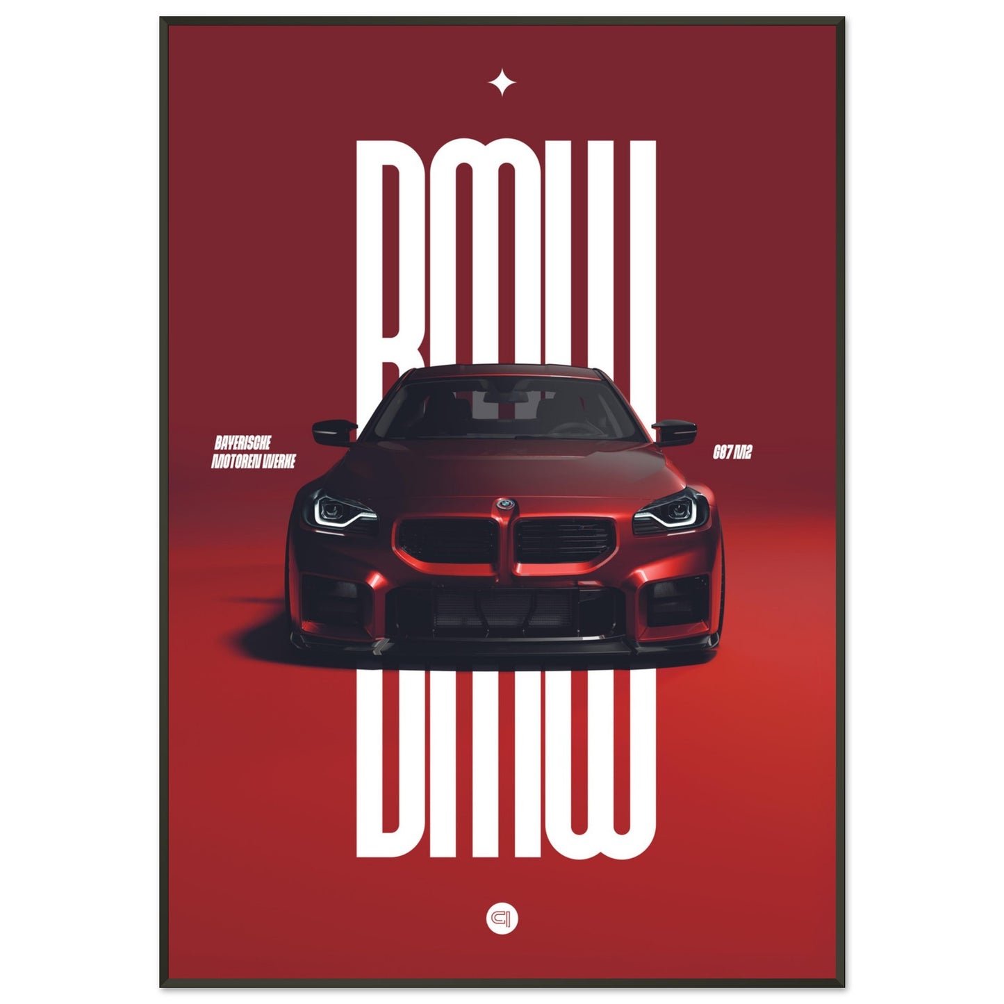 Framed Car Poster - BMW G87 M2 - Red