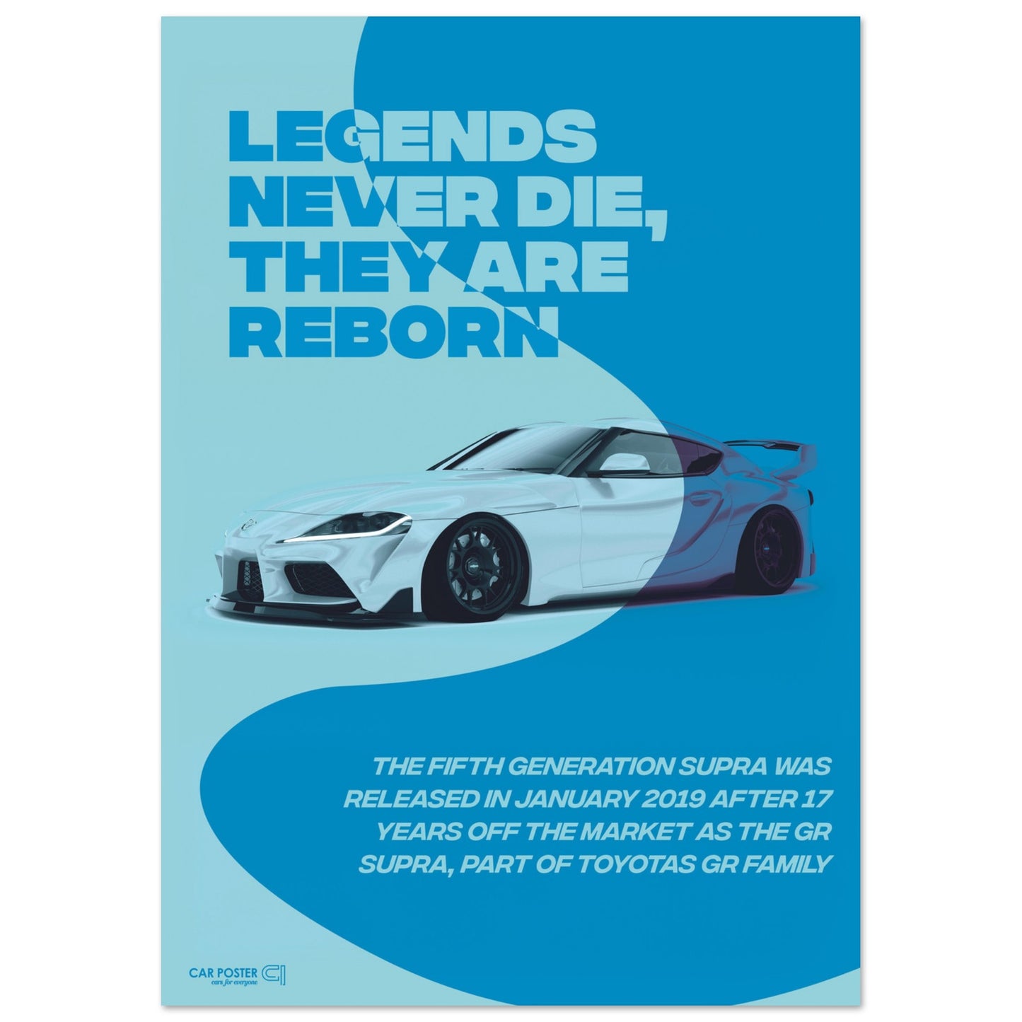 Car Poster - Toyota GR Supra Legend - Blue