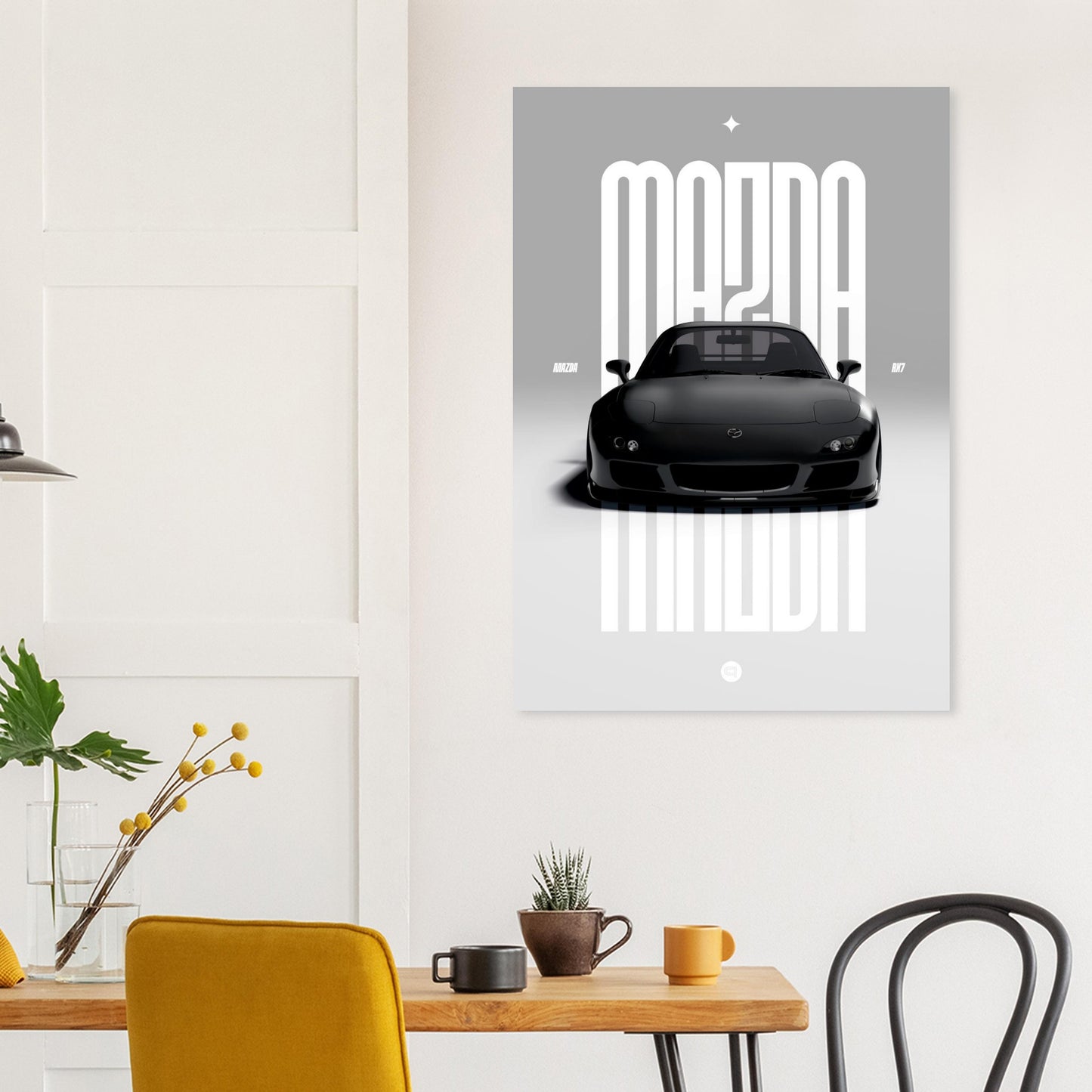 Car Poster - Mazda RX7 - Black
