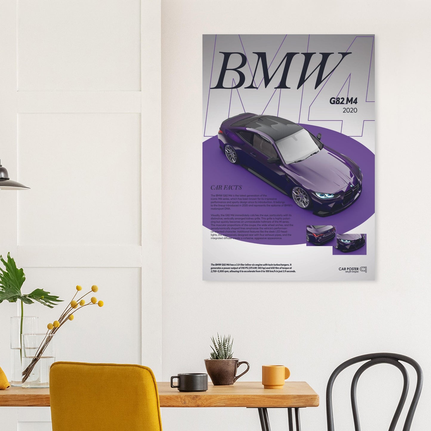 Car Poster - BMW G82 M4 - Purple