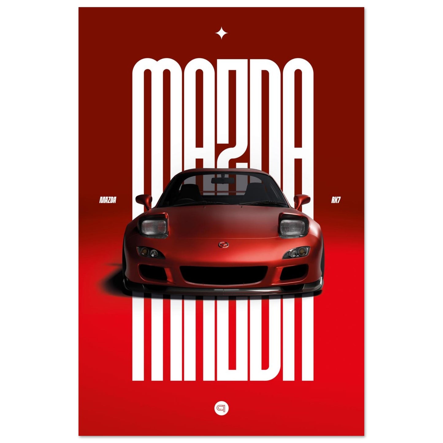 Car Poster - Mazda RX7 - Red Pop up