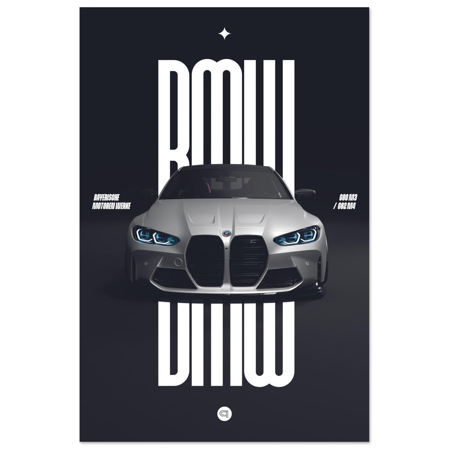 Car Poster - BMW G80 M3 / G82 M4 Bumper - White