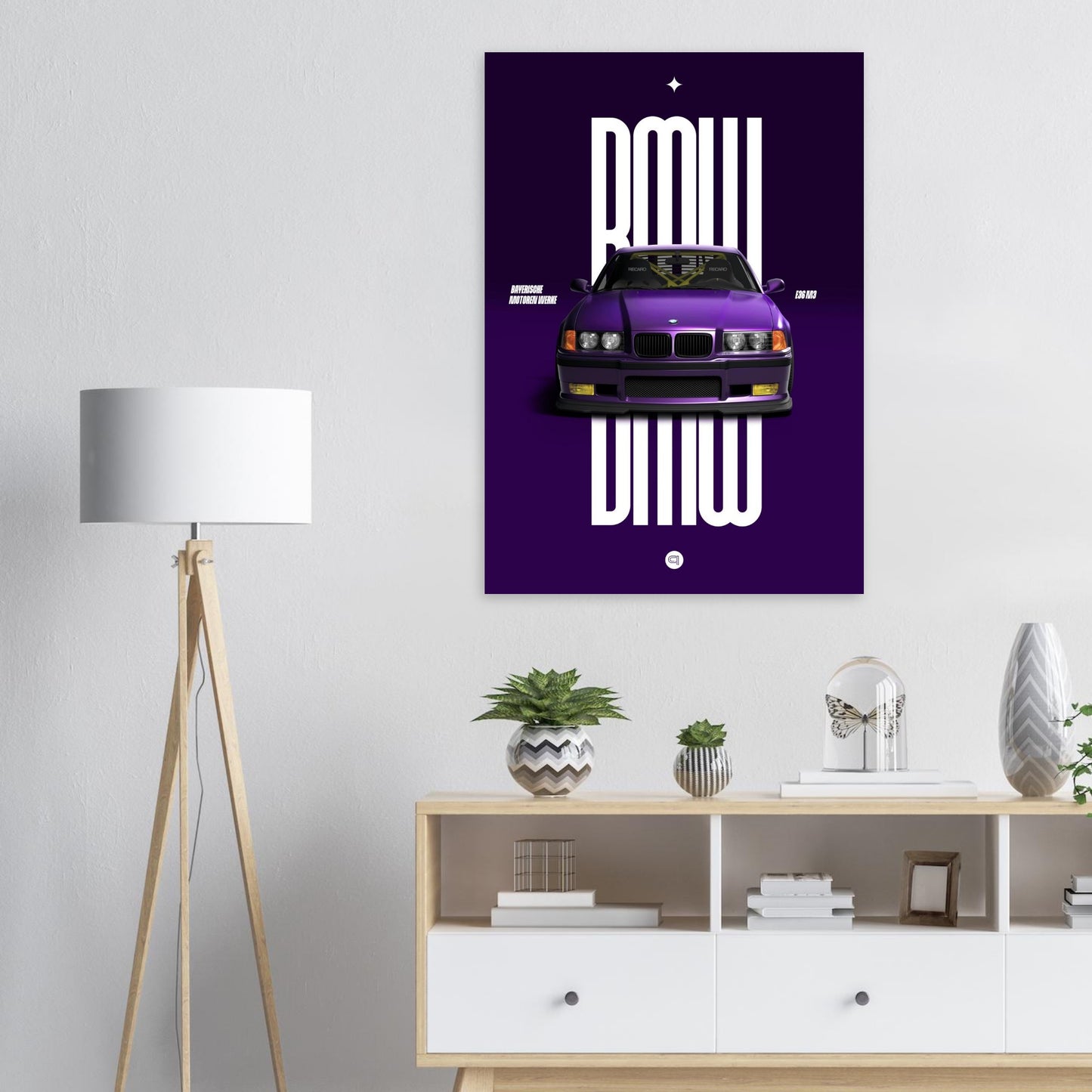 Car Poster - BMW E36 - Purple
