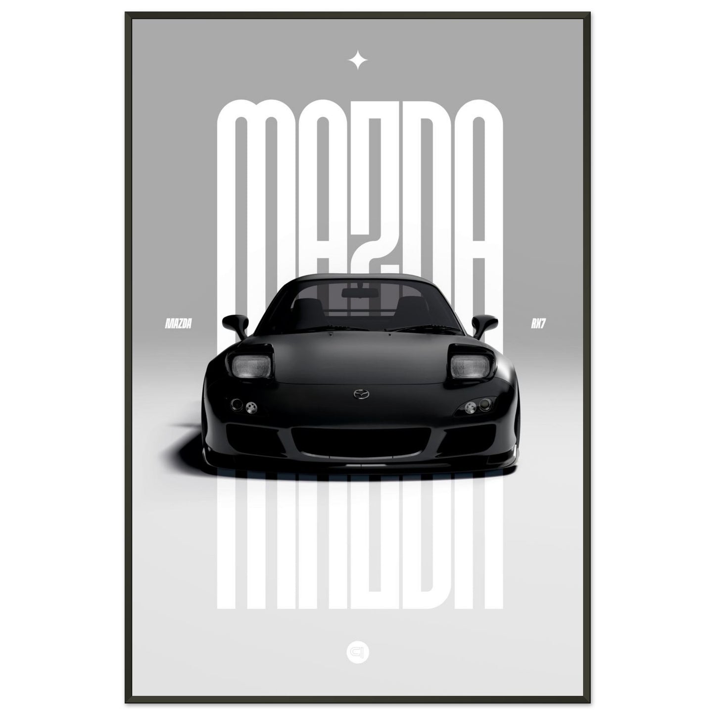 Framed Car Poster - Mazda RX7 - Black Pop up